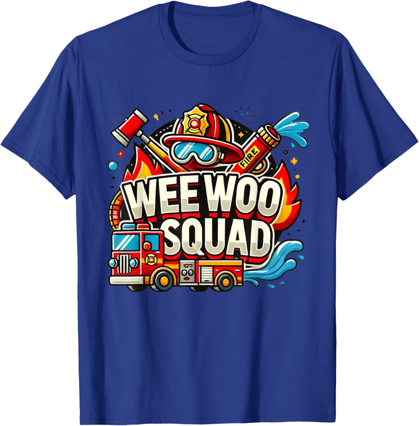 Funny Wee Woo Squad Fire Truck Design for Kids and Adults T-Shirt - T-Shirt | Royal
