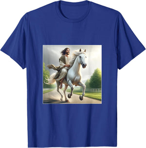 Jesus Riding a White Horse T-Shirt - T-Shirt | Royal