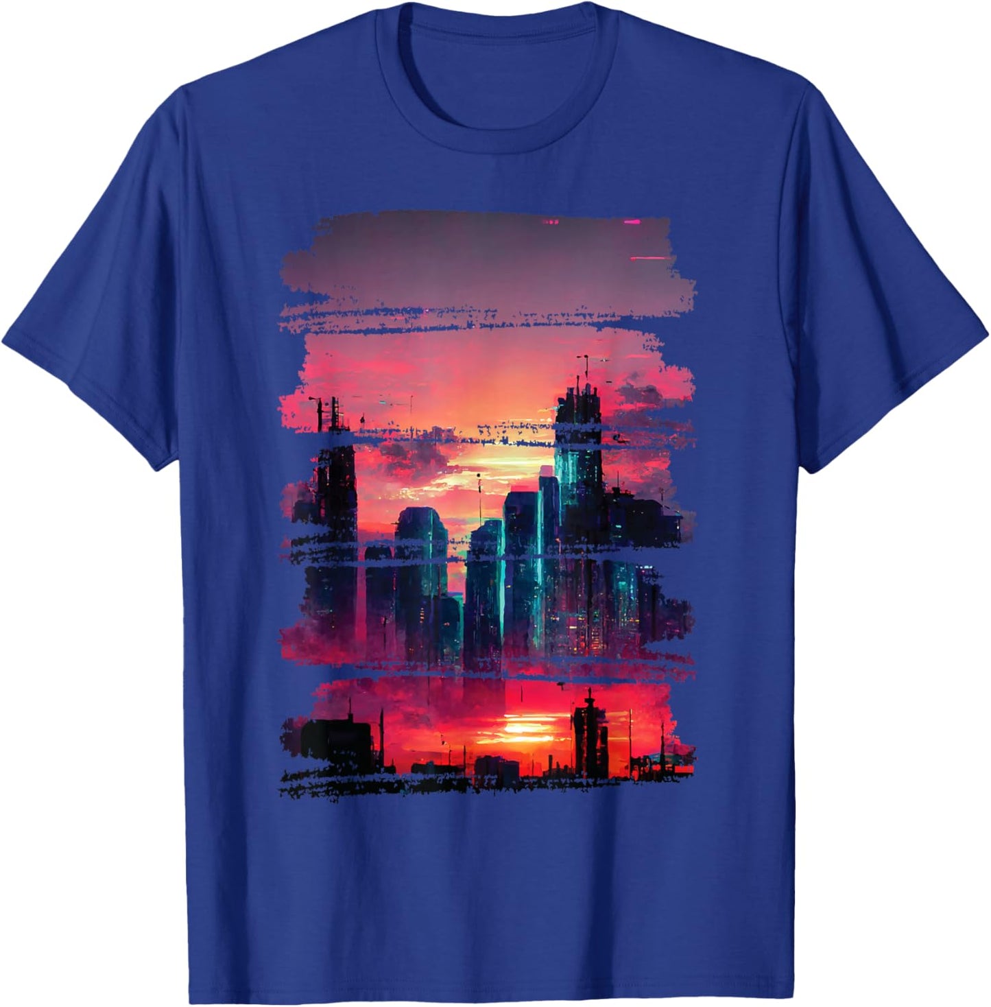 City Skyline Cyberpunk Aesthetic Japanese Streetwear Thema T-Shirt - T-Shirt | Royal