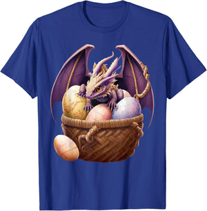 Dragon Girl Lover Collecting Easter Eggs - Kids Cute Dragons T-Shirt - T-Shirt | Royal
