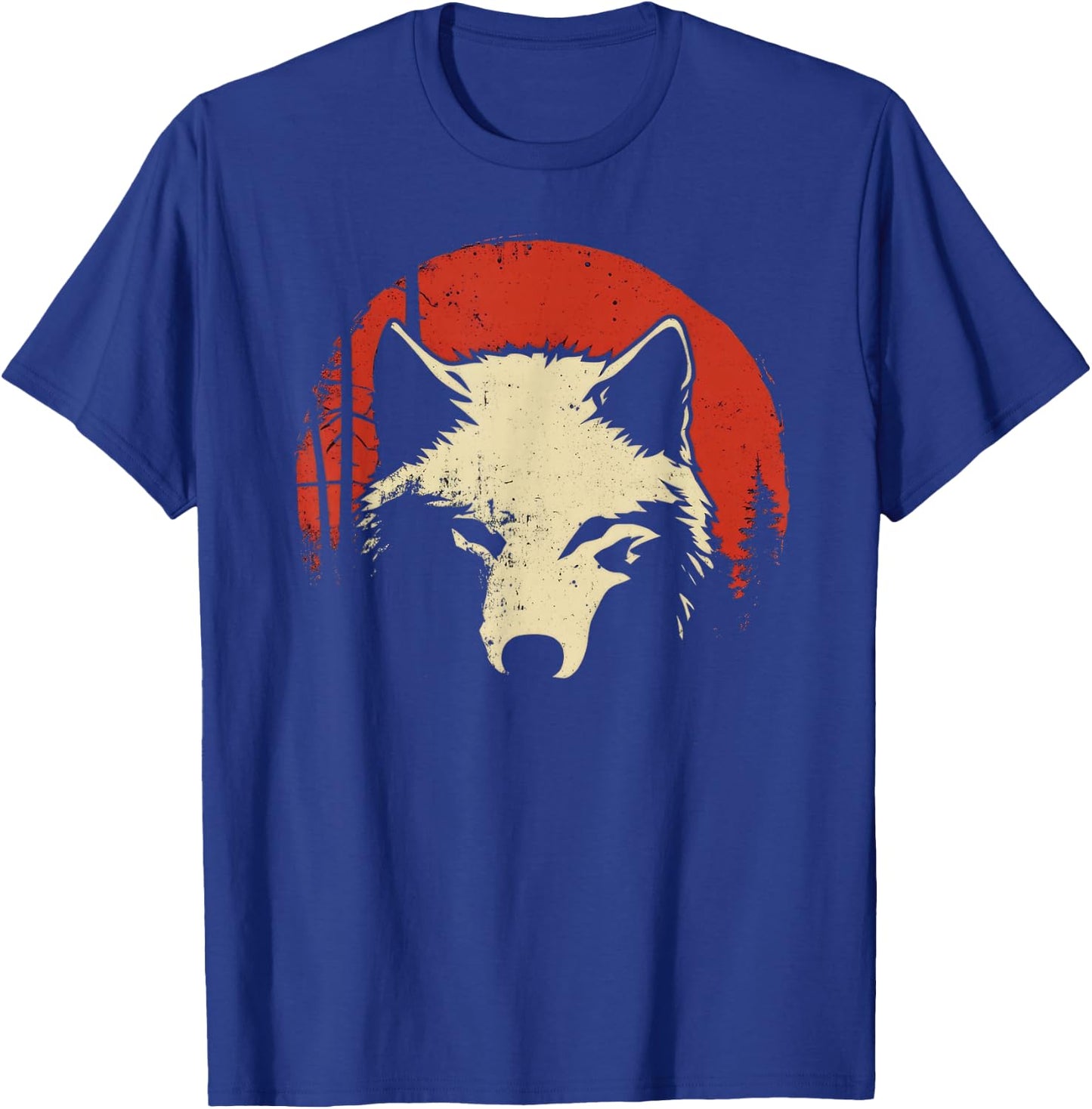 Wolf Red Moon Wildlife Animal Wolf Japanese T-Shirt - T-Shirt | Royal