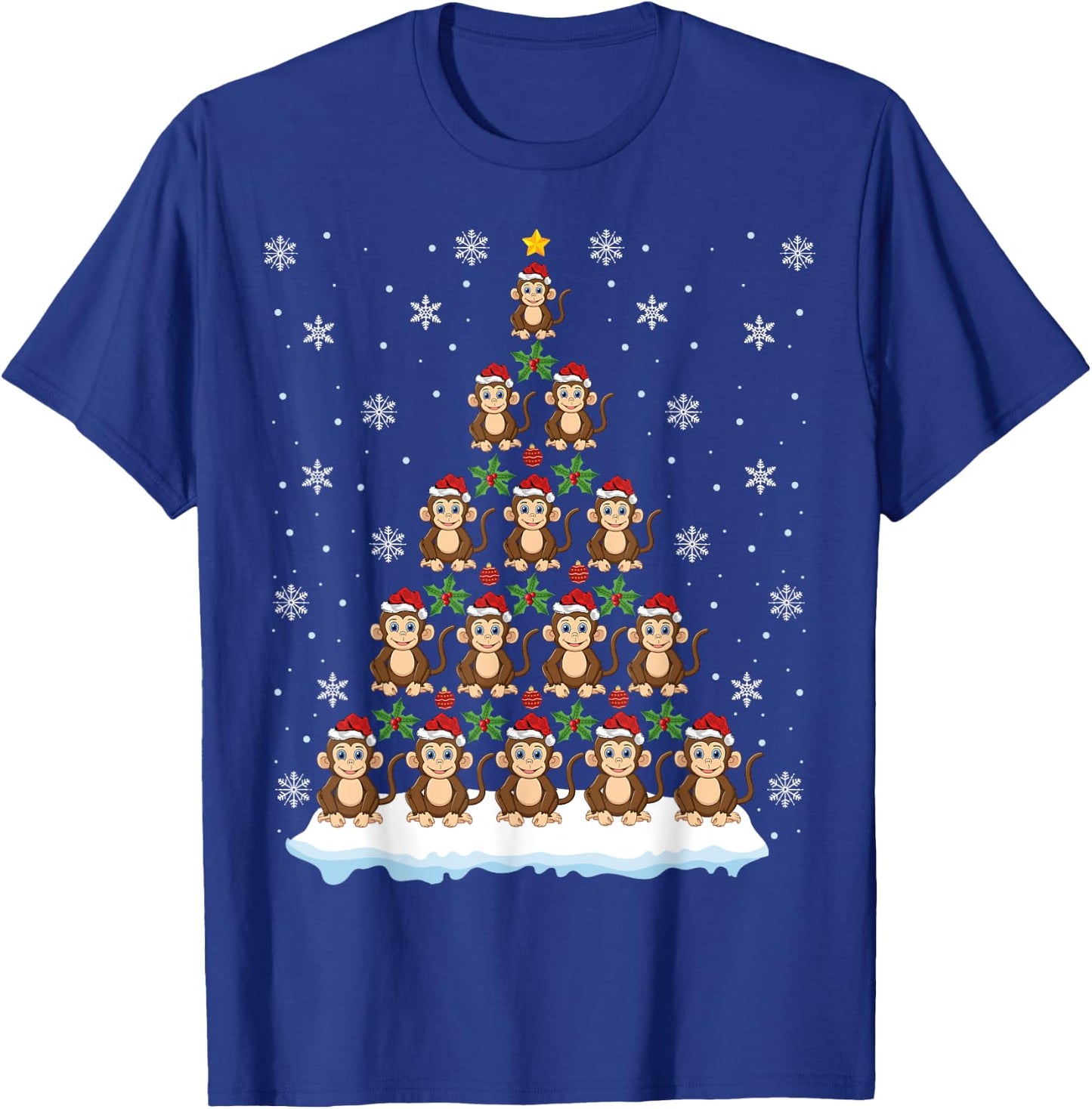 Santa Monkeys Lover Xmas Gift Monkey Christmas Tree T-Shirt - T-Shirt | Royal