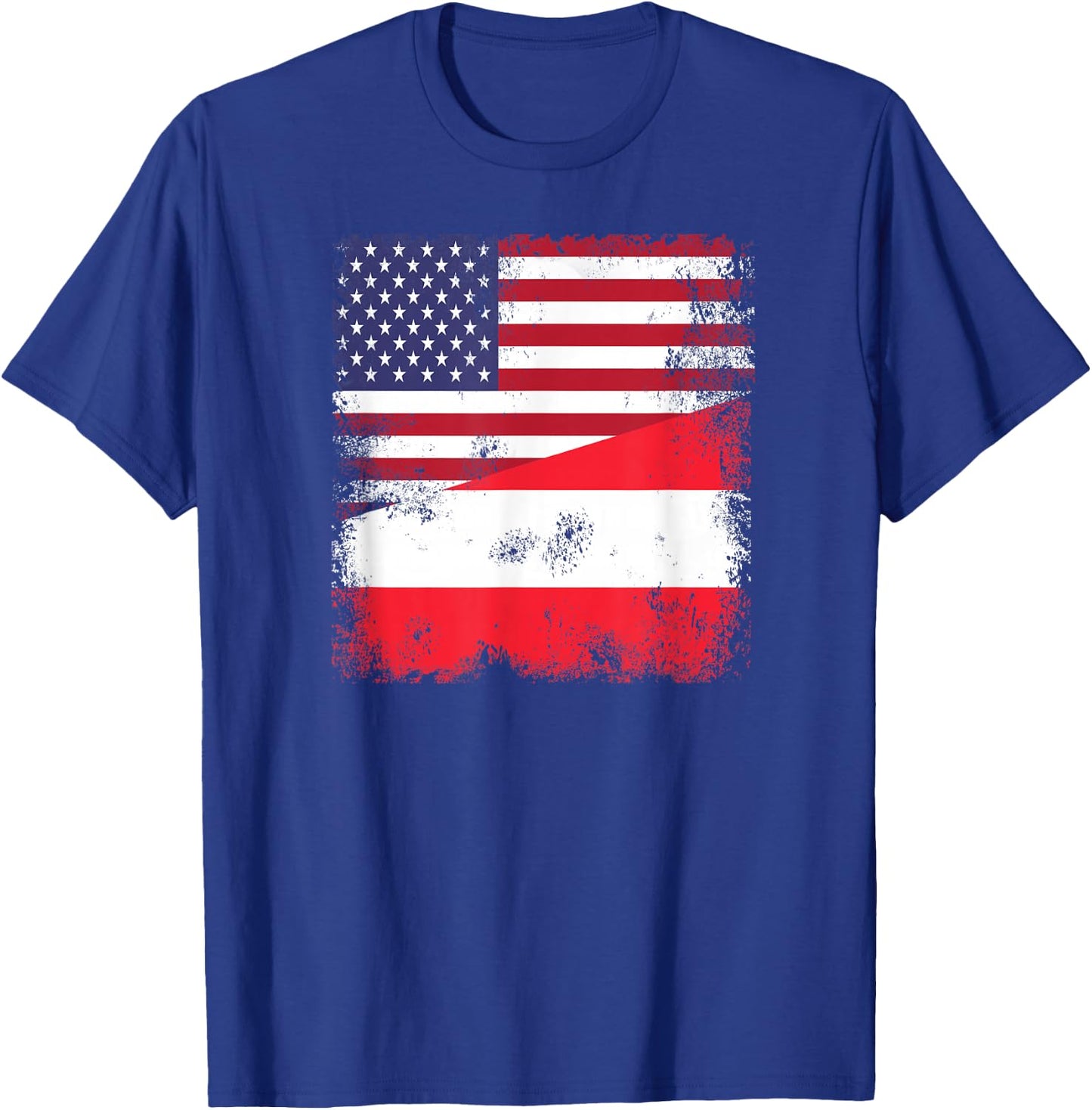 Half Austrian Flag | Vintage Austria USA Gift T-Shirt - T-Shirt | Royal