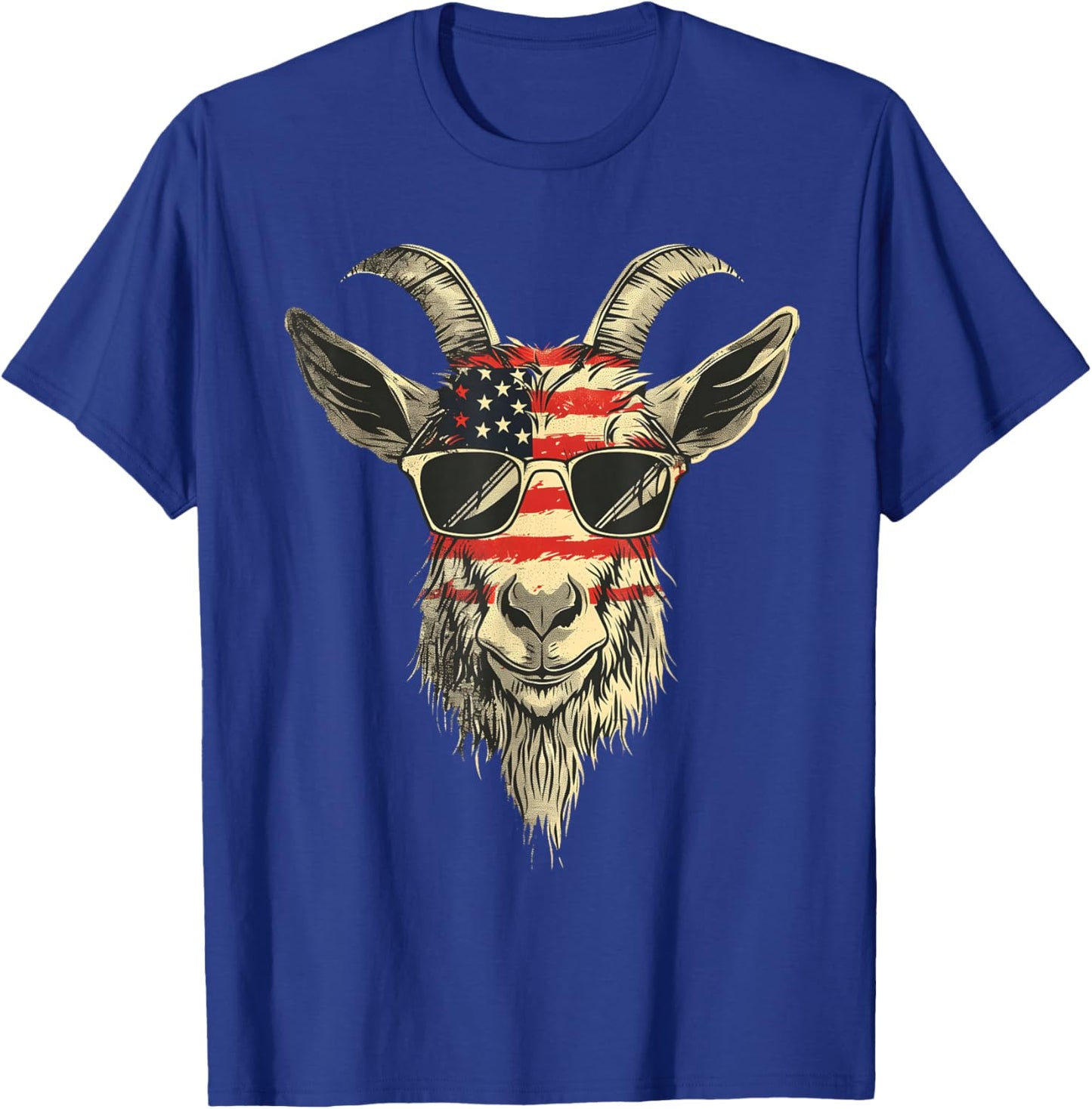 Cool Goat with Sunglasses and USA Flag T-Shirt - T-Shirt | Royal