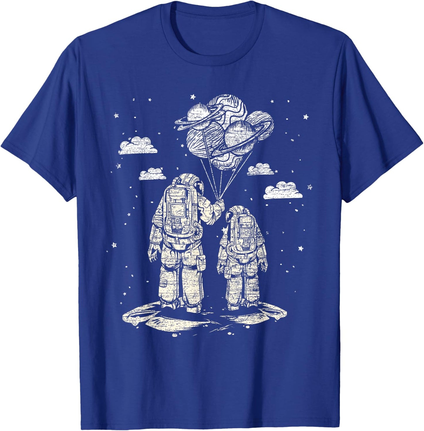Fathers Day Space Science Astronomy Lover Dad Son Astronaut T-Shirt - T-Shirt | Royal