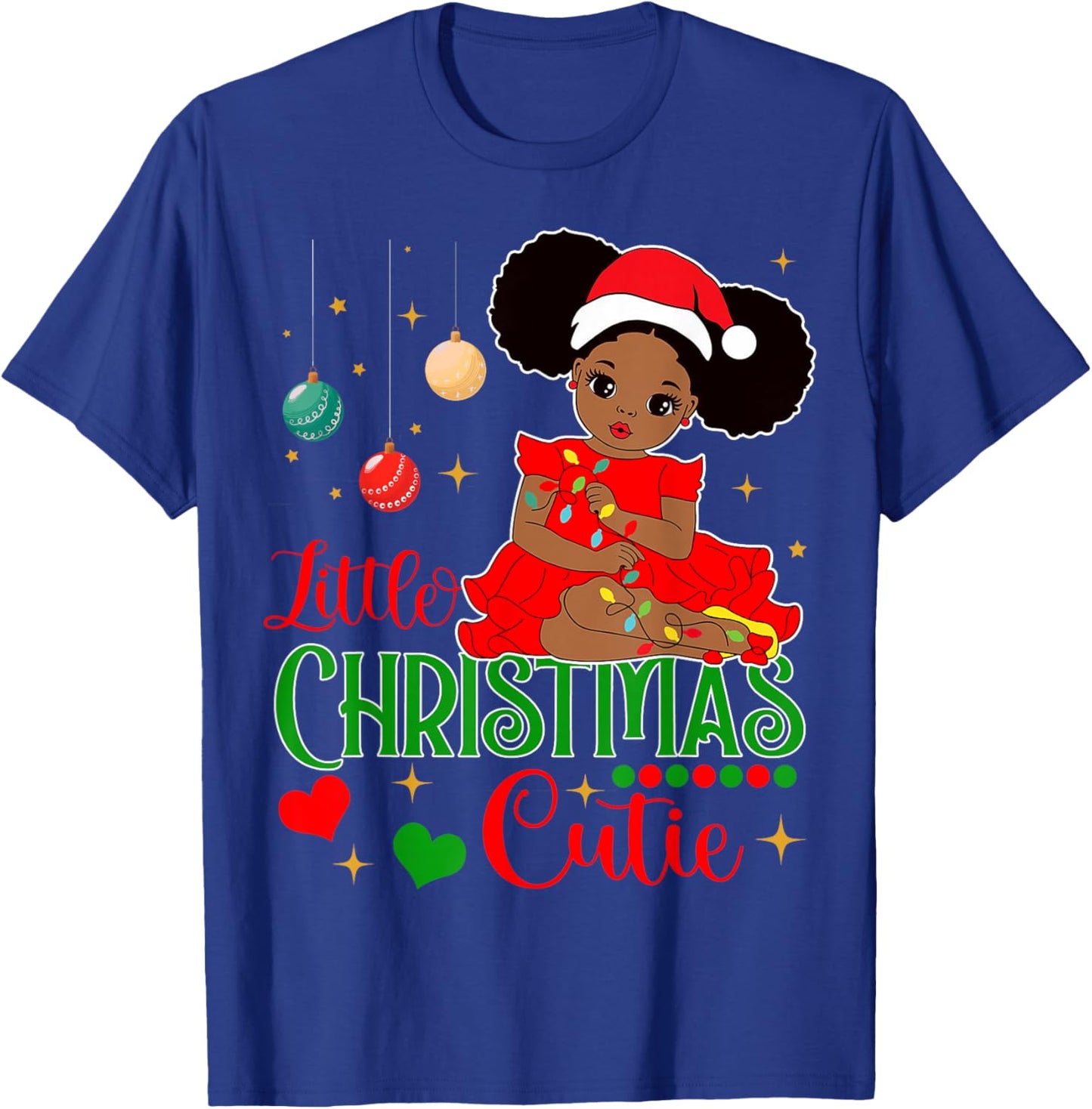Black Girl Little Christmas Cutie Kids Toddler Girl Xmas Pjs T-Shirt - T-Shirt | Royal