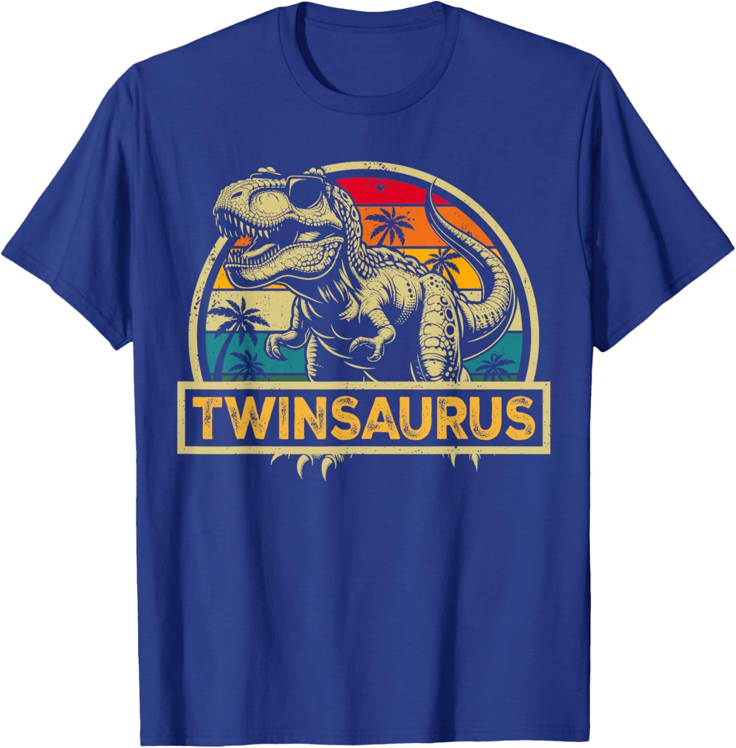 Twinsaurus T Rex Dinosaur Twin Saurus Family Matching T-Shirt - T-Shirt | Royal