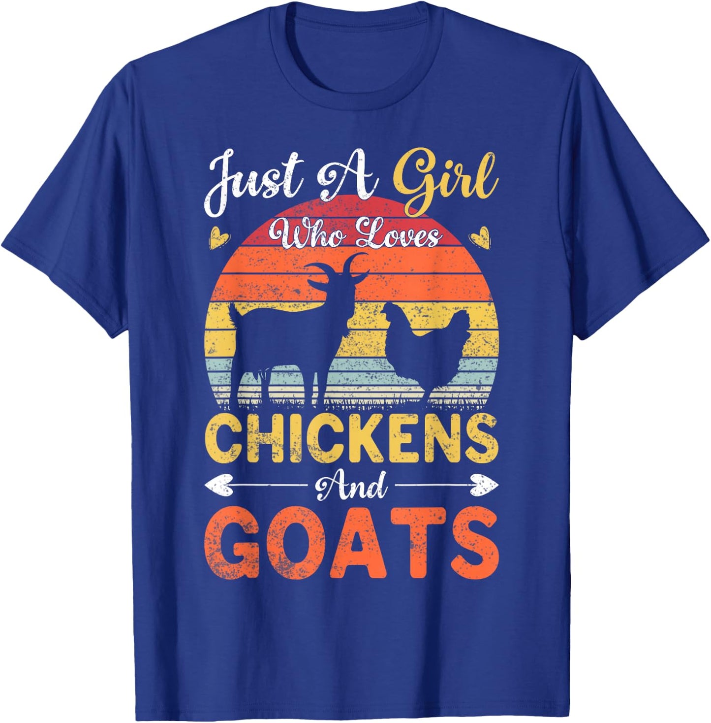 Vintage Just A Girl Who Loves Chickens And Goats Farmer Gift T-Shirt - T-Shirt | Royal