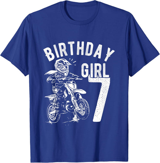 7 years old kid - Birthday girls - Dirt bike - Motorcycle T-Shirt - T-Shirt | Royal