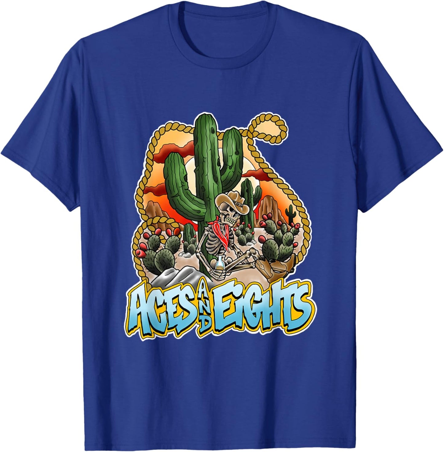 Aces And Eights Desert Scene T-Shirt - T-Shirt | Royal