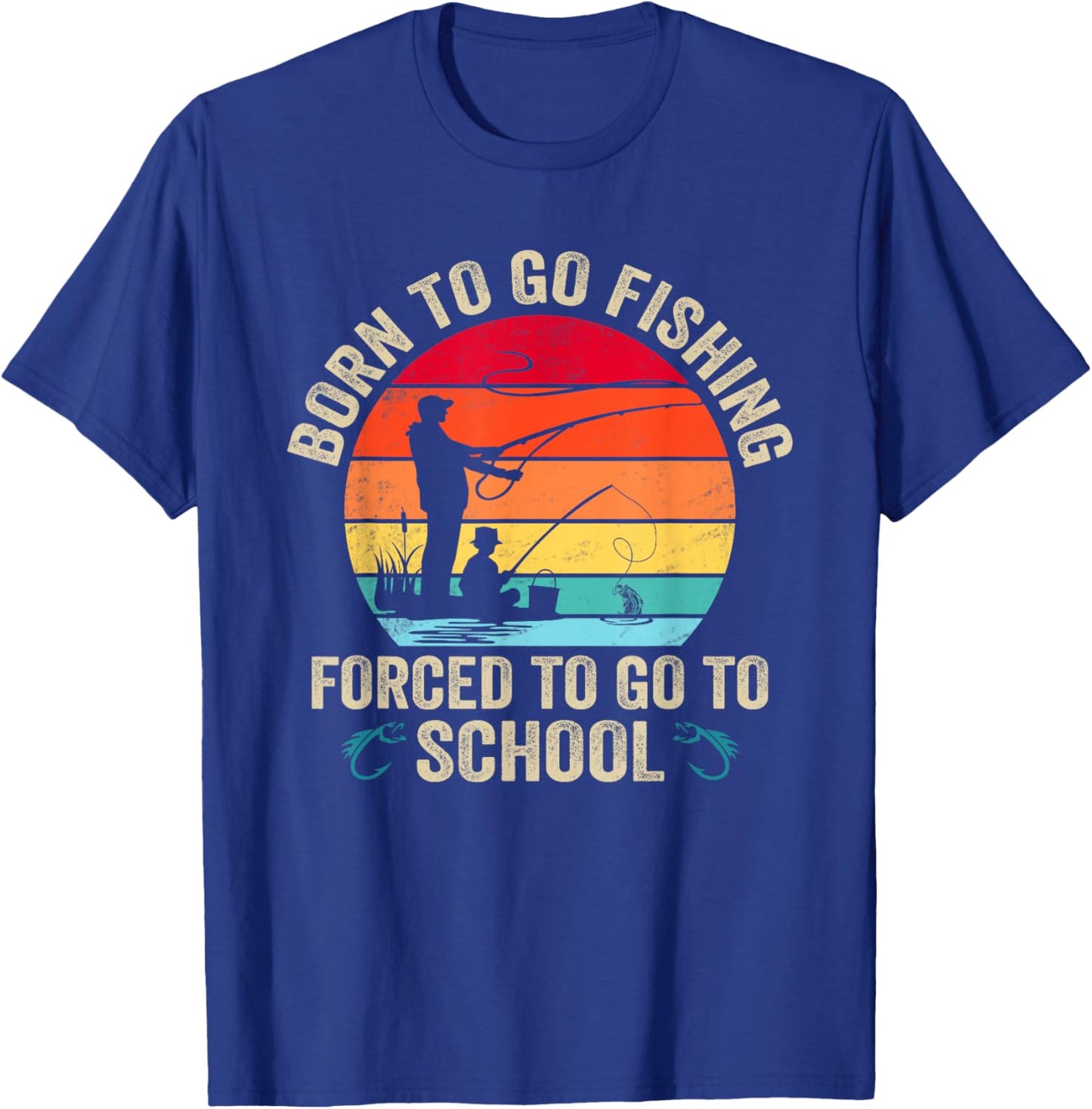 Funny Born To Go Fishing Bass Fish Fisherman Boys T-Shirt - T-Shirt | Royal