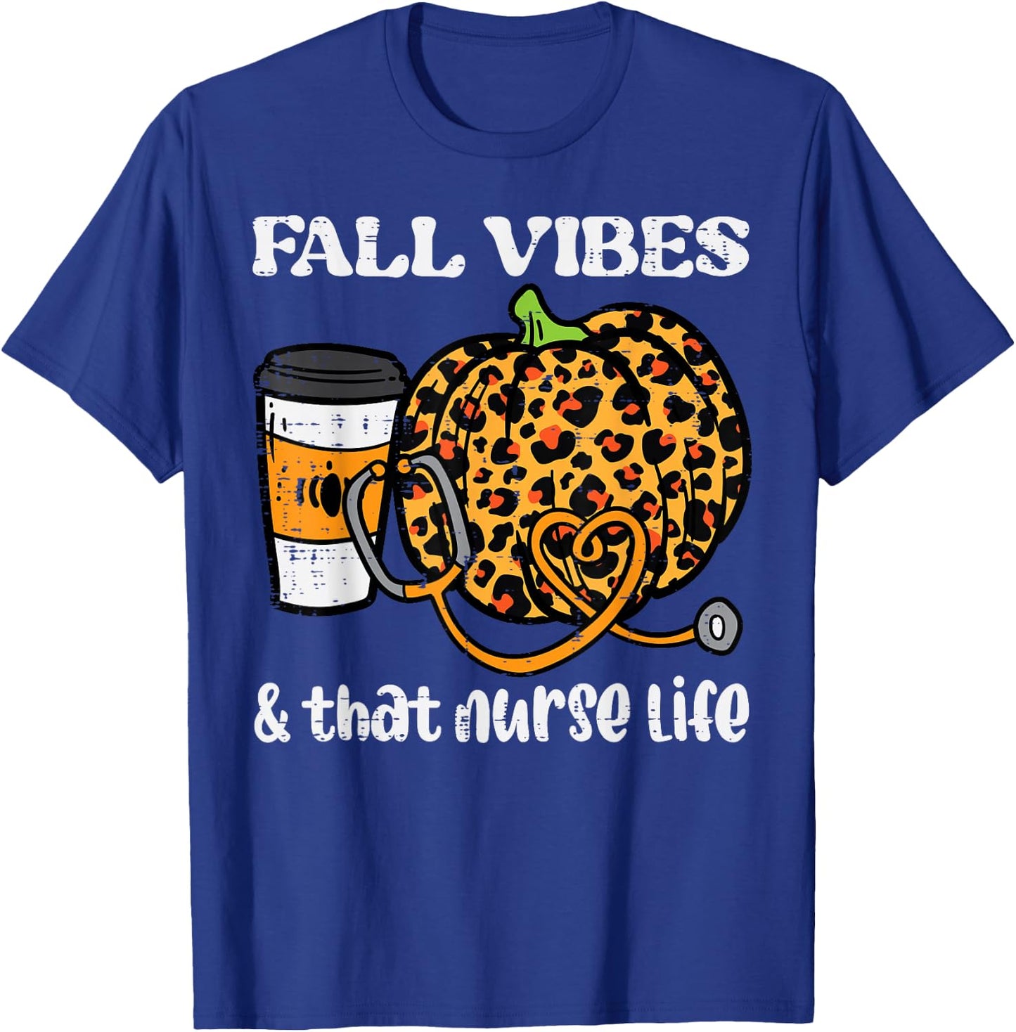 Pumpkin Fall Vibes Nurse Halloween Thanksgiving Scrub Women T-Shirt - T-Shirt | Royal