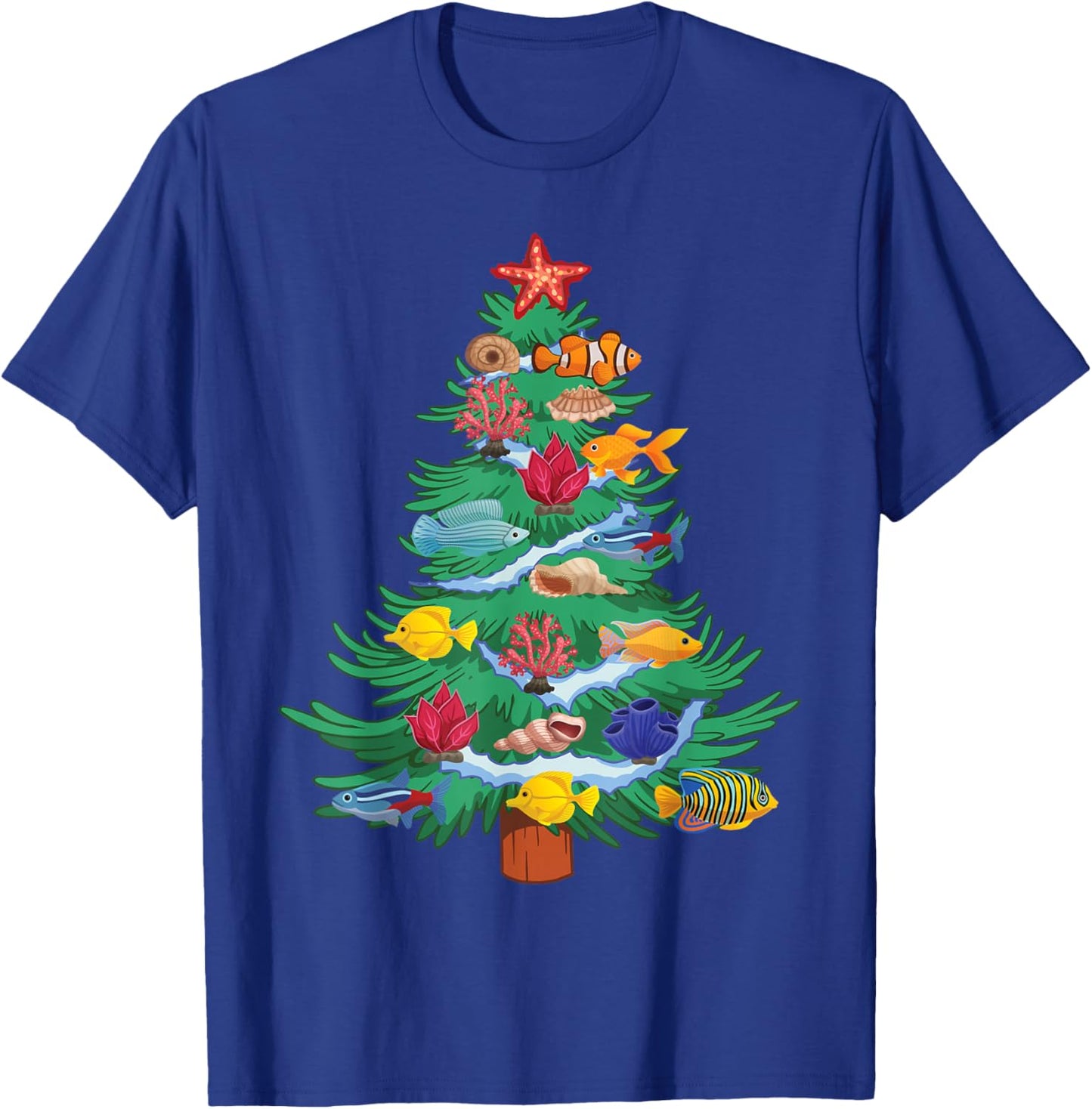 Saltwater Aquarium Christmas Tree T-Shirt - T-Shirt | Royal