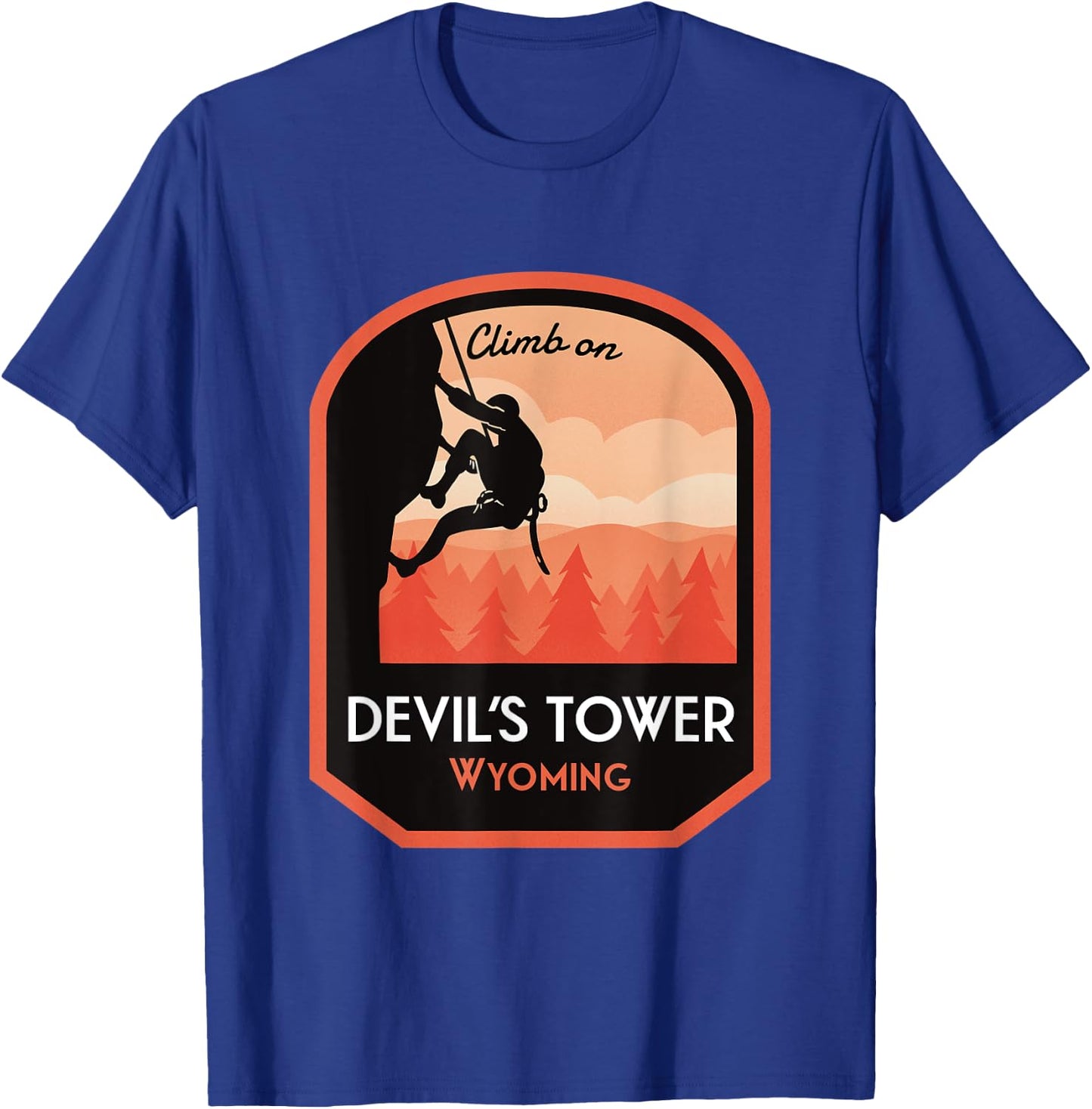 Devils Tower Wyoming Rock Climbing T-Shirt - T-Shirt | Royal