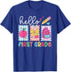 Hello First Grade Team Back to School Teacher Student Kids T-Shirt - T-Shirt | Royal