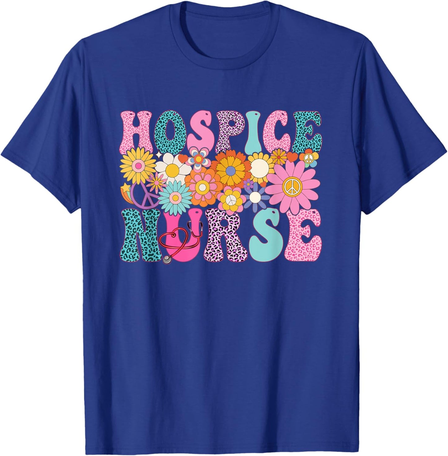 Hospice Nurse Week Groovy Leopard Appreciation Day T-Shirt - T-Shirt | Royal