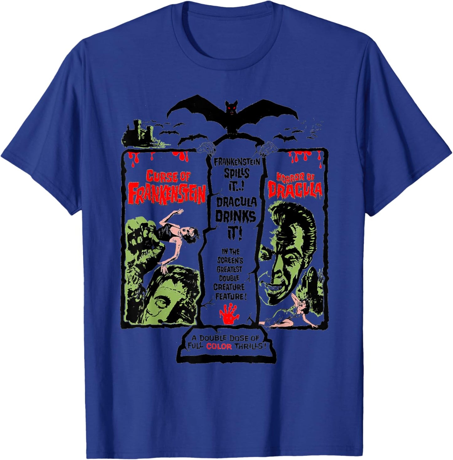 Horror Scene Sexy Dracula Halloween Frankenstein Horror T-Shirt - T-Shirt | Royal