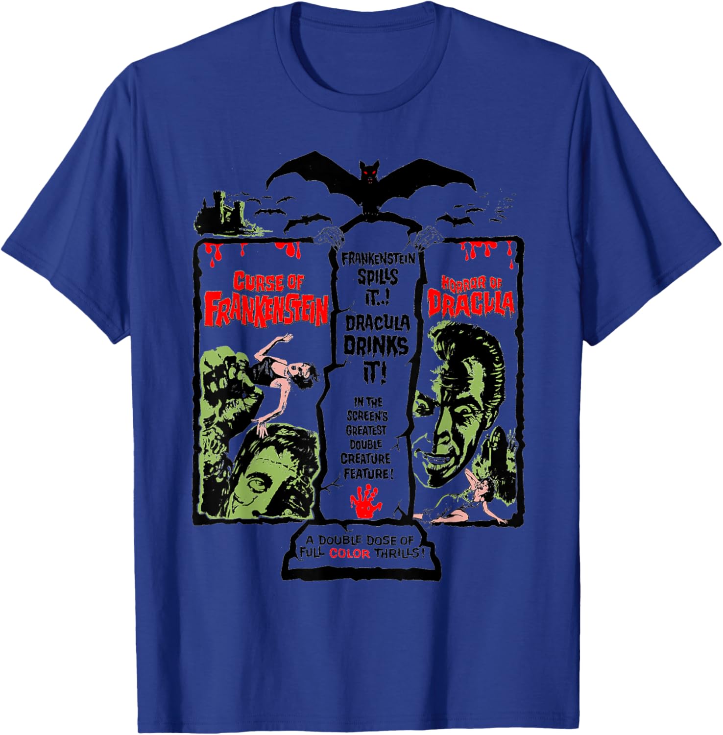 Horror Scene Sexy Dracula Halloween Frankenstein Horror T-Shirt - T-Shirt | Royal