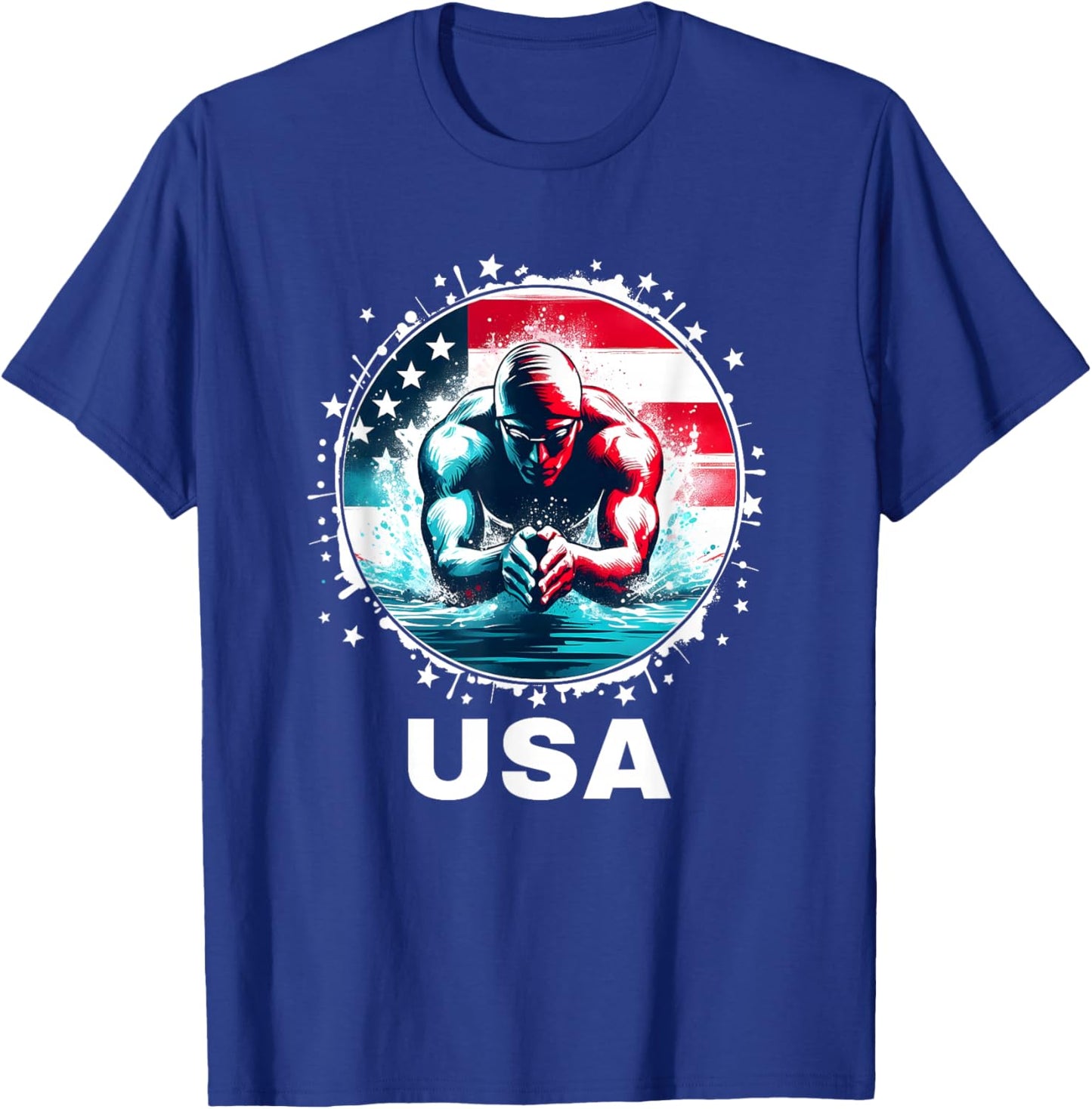 Swimming United States Team Apparel American Flag Swimming T-Shirt - T-Shirt | Royal