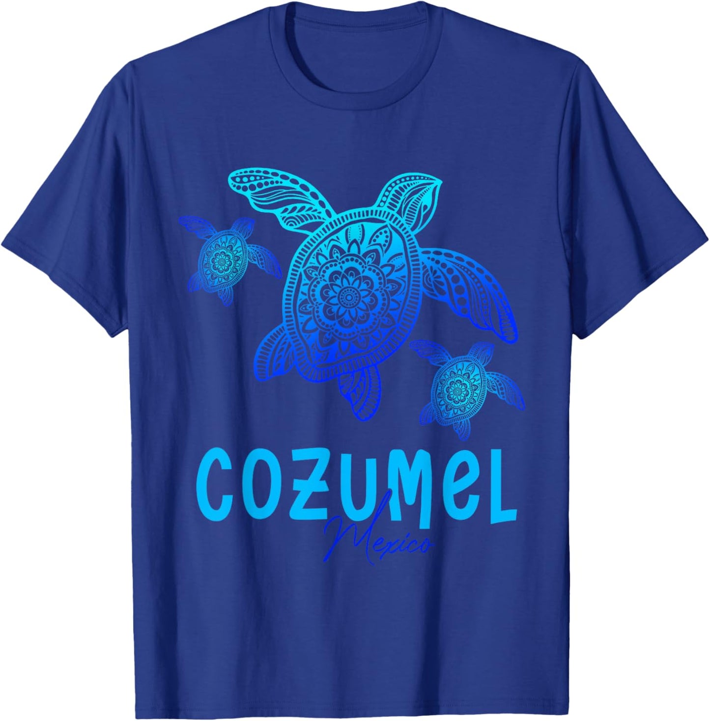 Tribal Sea Turtle Cozumel Mexico Vacation T-Shirt - T-Shirt | Royal