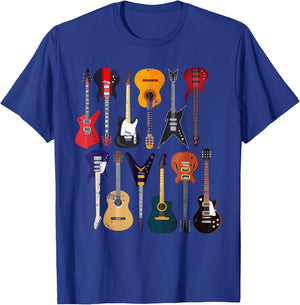 Guitar Collection Rocker Gift Guitarist T-Shirt - T-Shirt | Royal