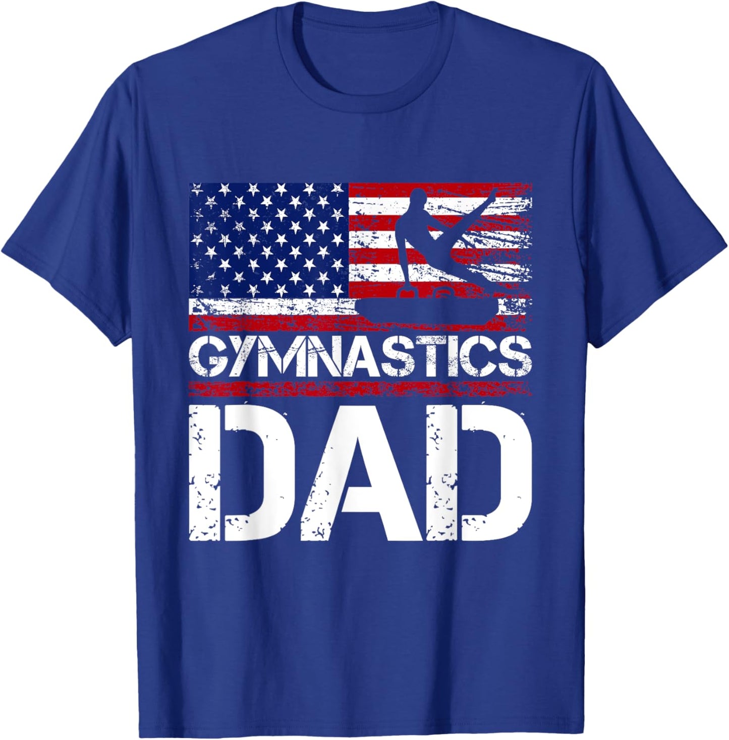 Vintage Gymnastics Dad American Flag USA father 4th of july Men T-Shirt - T-Shirt | Royal