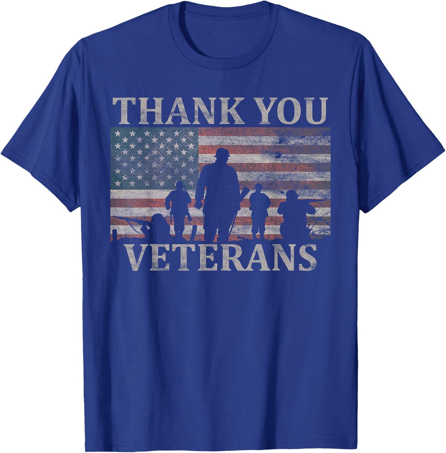 American Flag Thank You Veterans Military Appreciation T-Shirt - T-Shirt | Royal