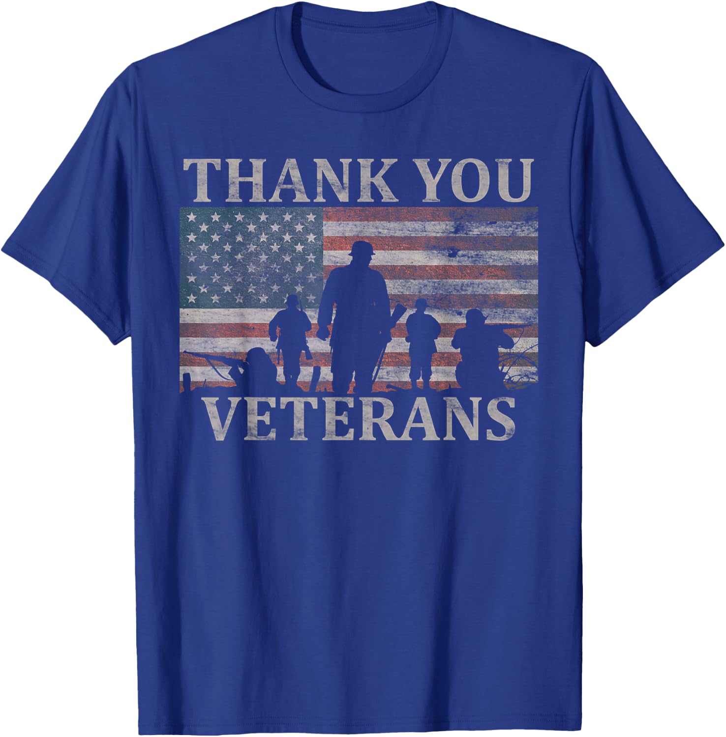 American Flag Thank You Veterans Military Appreciation T-Shirt - T-Shirt | Royal