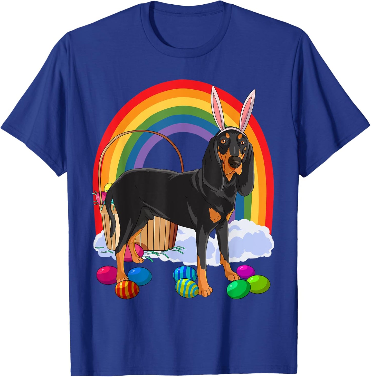 Black and Tan Coonhound Easter Eggs Bunny Dog T-Shirt - T-Shirt | Royal