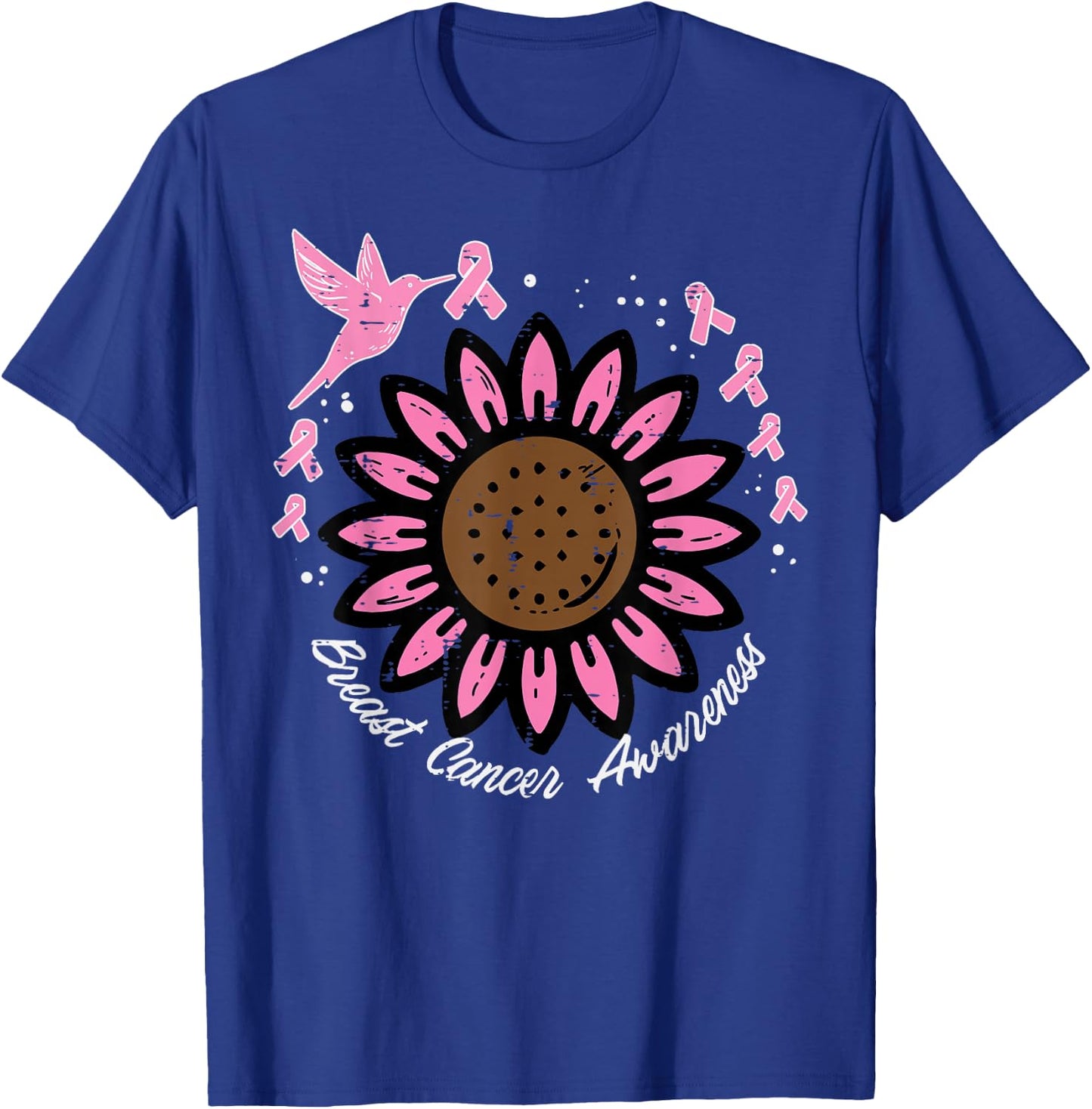 Hummingbird Sunflower Breast Cancer Awareness Women T-Shirt - T-Shirt | Royal