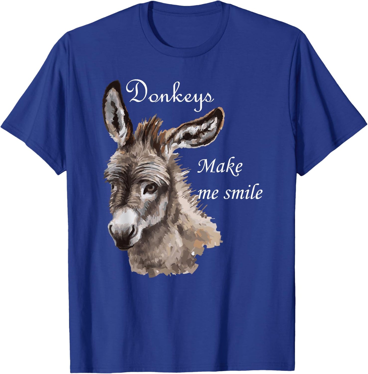Donkeys Make Me Smile Cute Miniature Donkey Mini Donkey Gift T-Shirt - T-Shirt | Royal