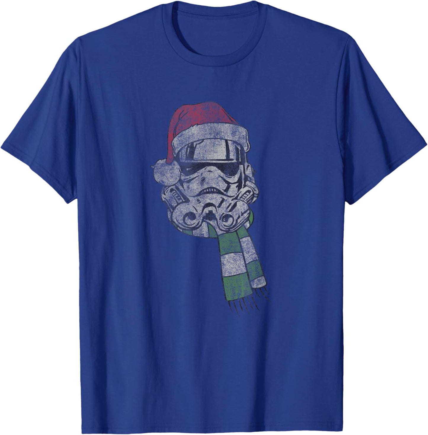 Star Wars Christmas Stormtrooper Santa Hat Distressed Logo T-Shirt - T-Shirt | Royal