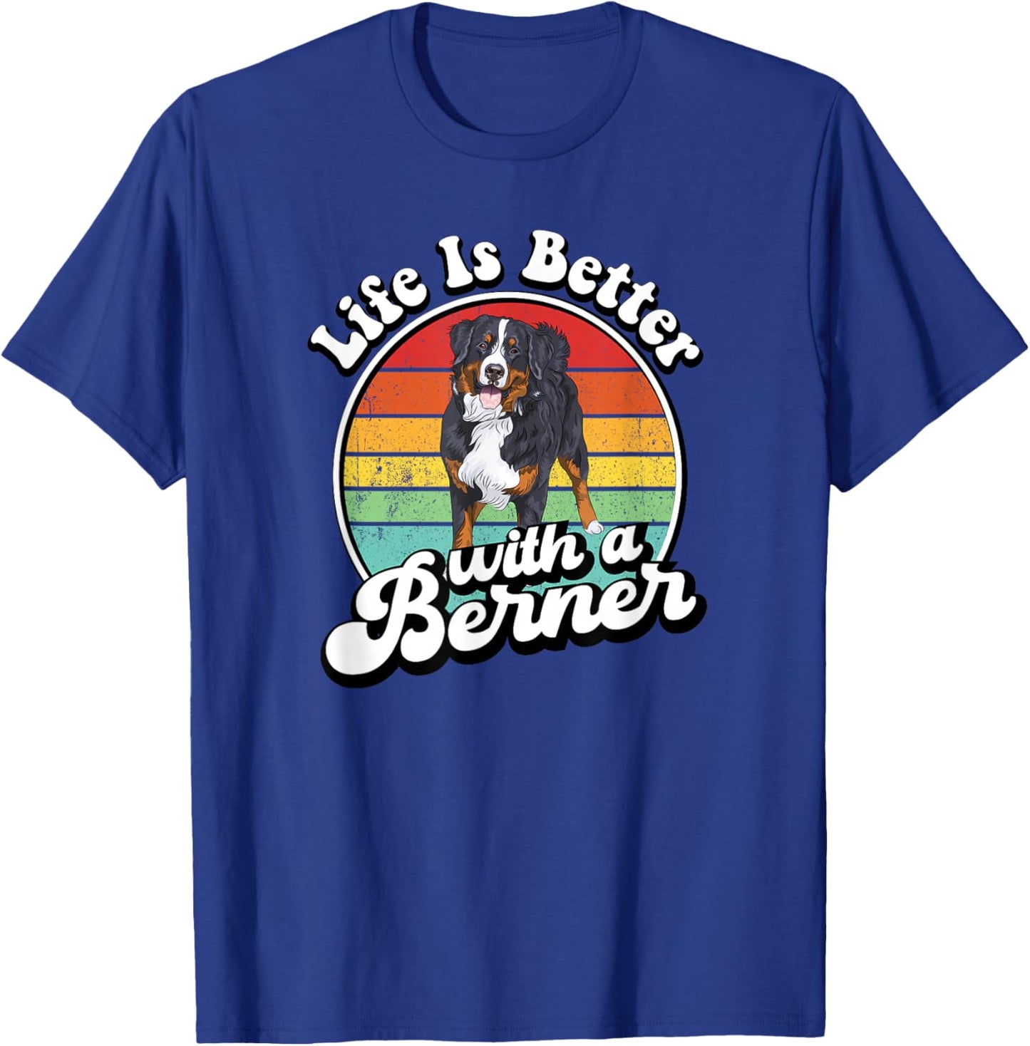 Retro Vintage Life is Better Bernese Mountain Dog Lover T-Shirt - T-Shirt | Royal