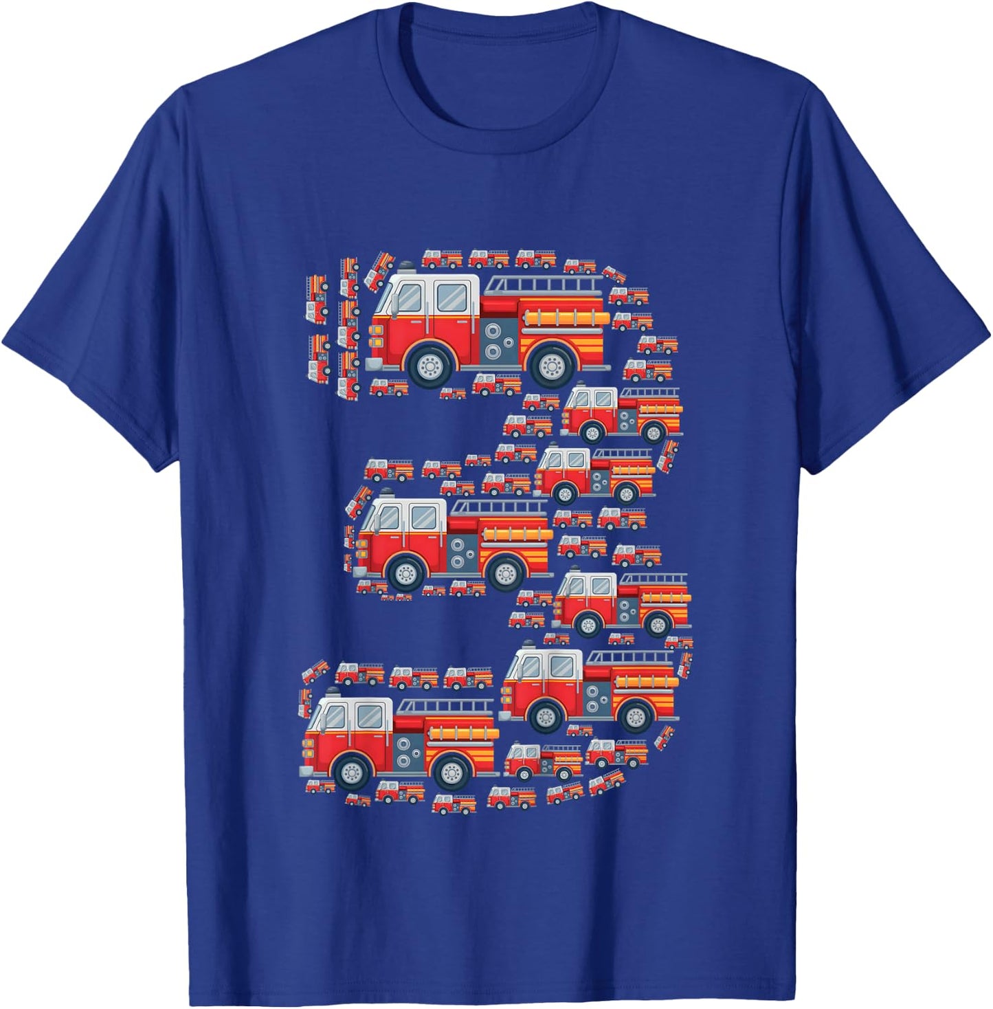 Kids Fire Truck 3rd Birthday Boy 3 Year Old Toddler Firefighter T-Shirt - T-Shirt | Royal