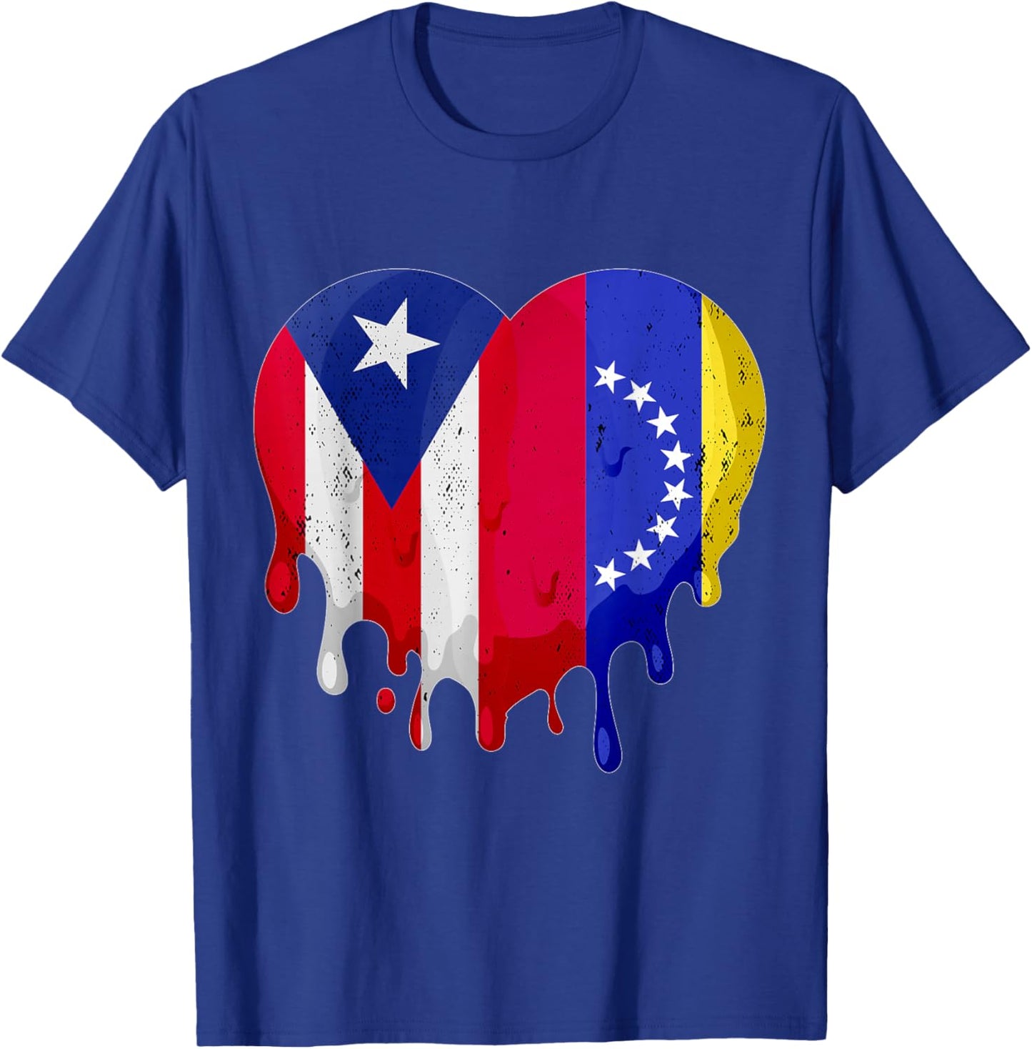 Puerto Rico Venezuela Flag Heart Grown Patriot Country T-Shirt - T-Shirt | Royal