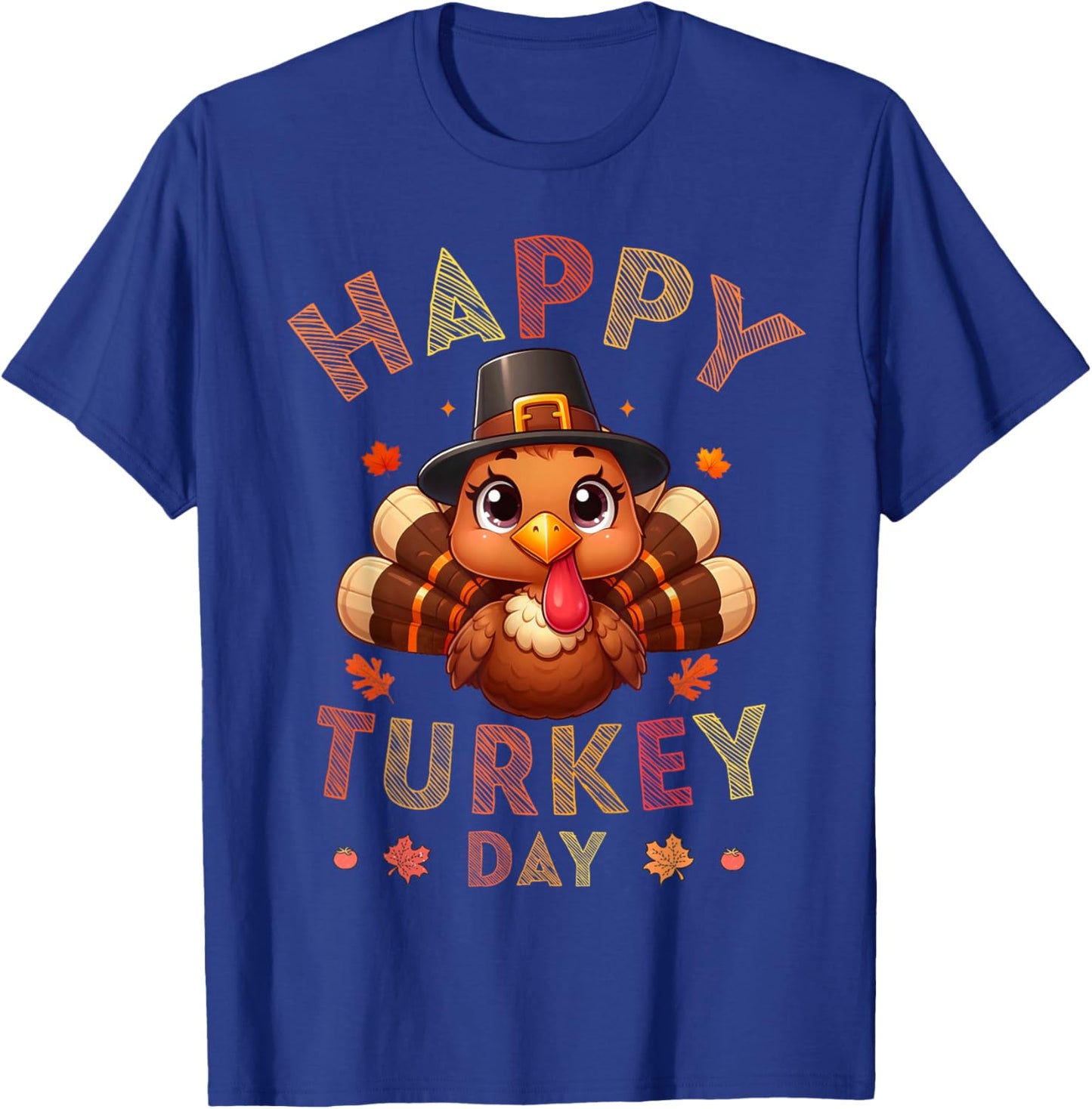 Happy Turkey Day Autumn Fall Thanksgiving Family Kids T-Shirt - T-Shirt | Royal