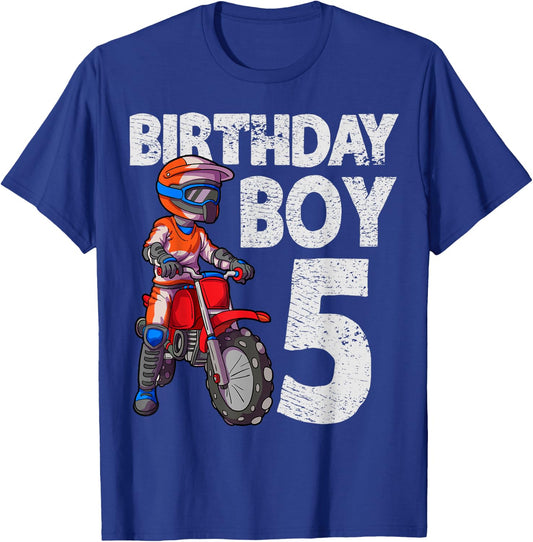 Motocross 5th Birthday Kids MX 5 Year Old Dirt Bike Birthday T-Shirt - T-Shirt | Royal