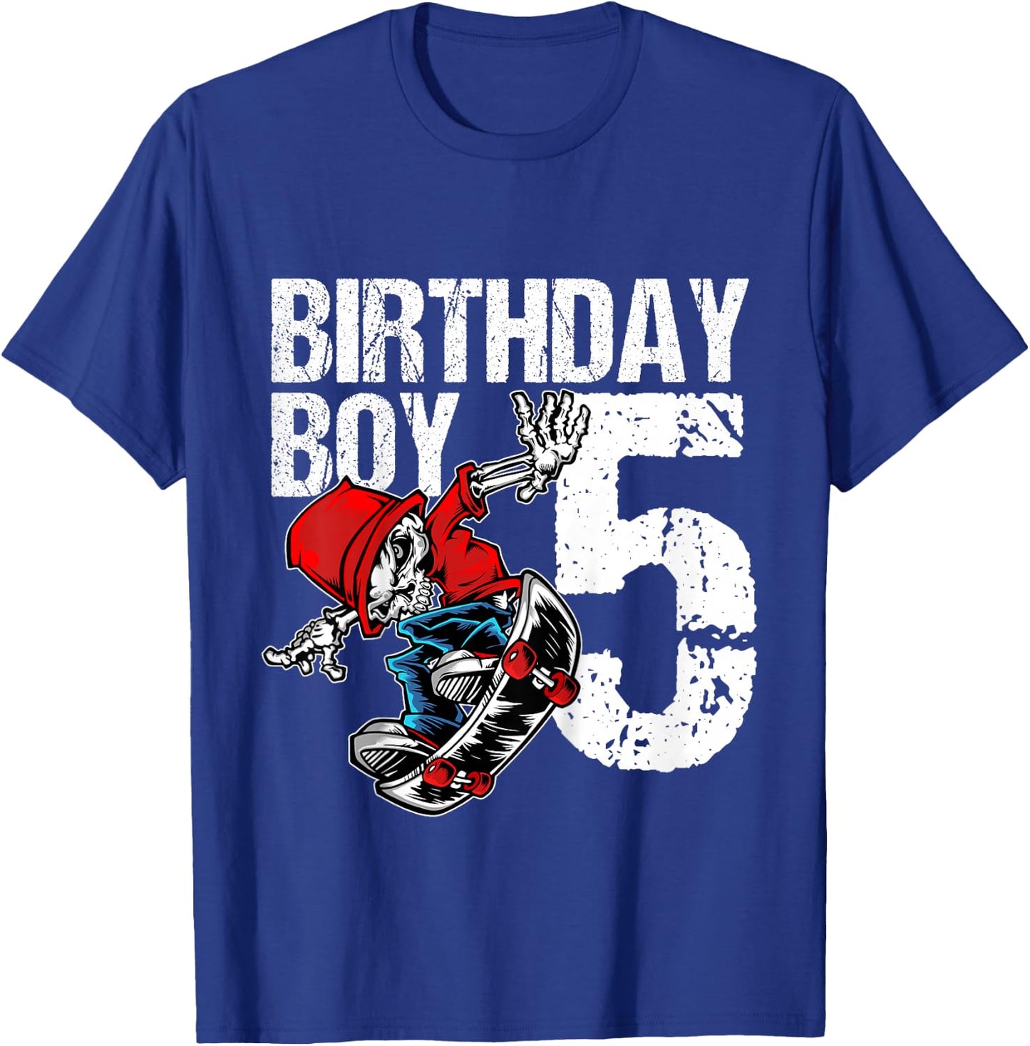 5 Year Old Skateboard Birthday Skateboarding Skate 5th Gift T-Shirt - T-Shirt | Royal