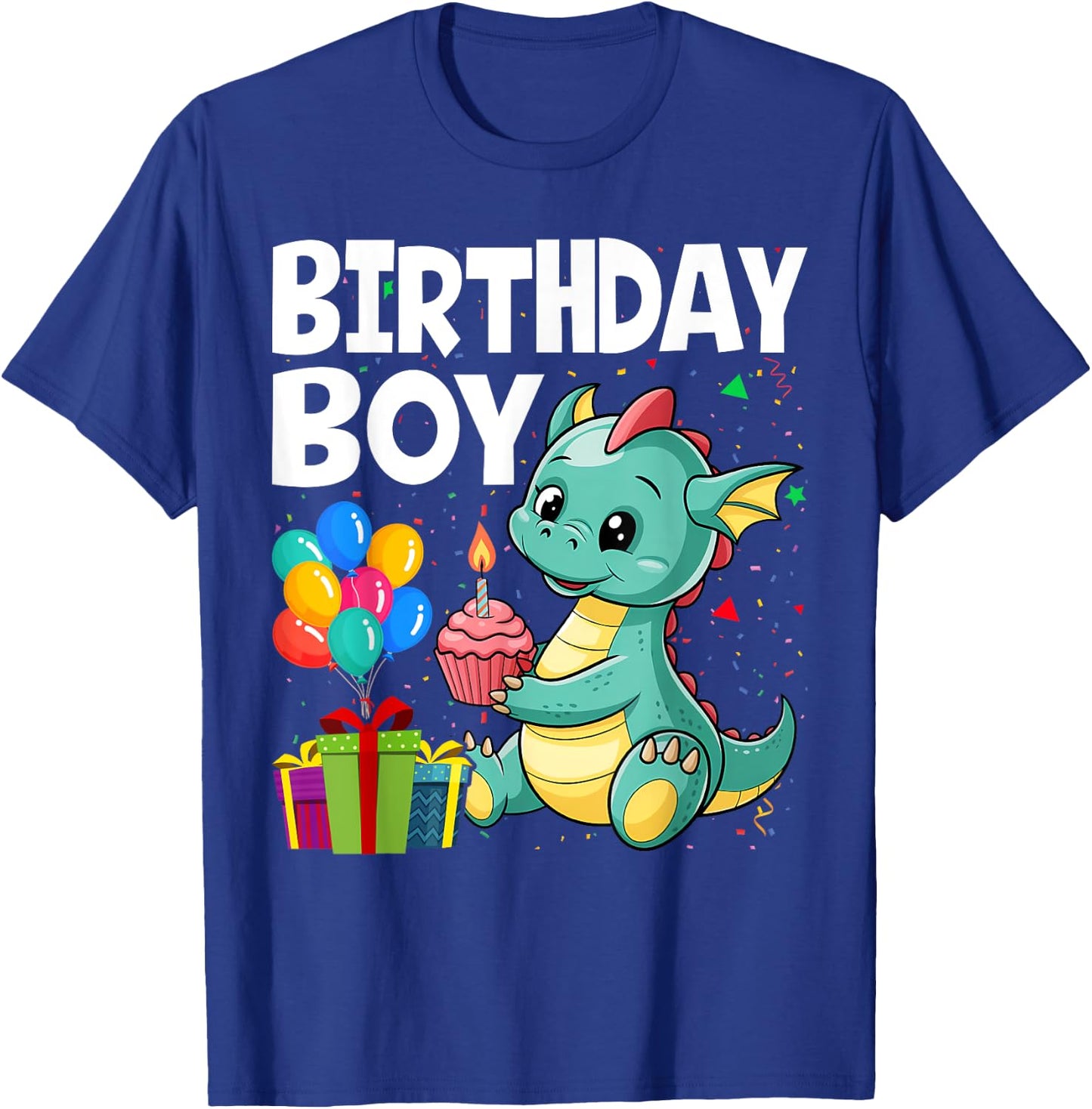 Birthday Boy Dragon Theme Cupcake Candle Fire T-Shirt - T-Shirt | Royal
