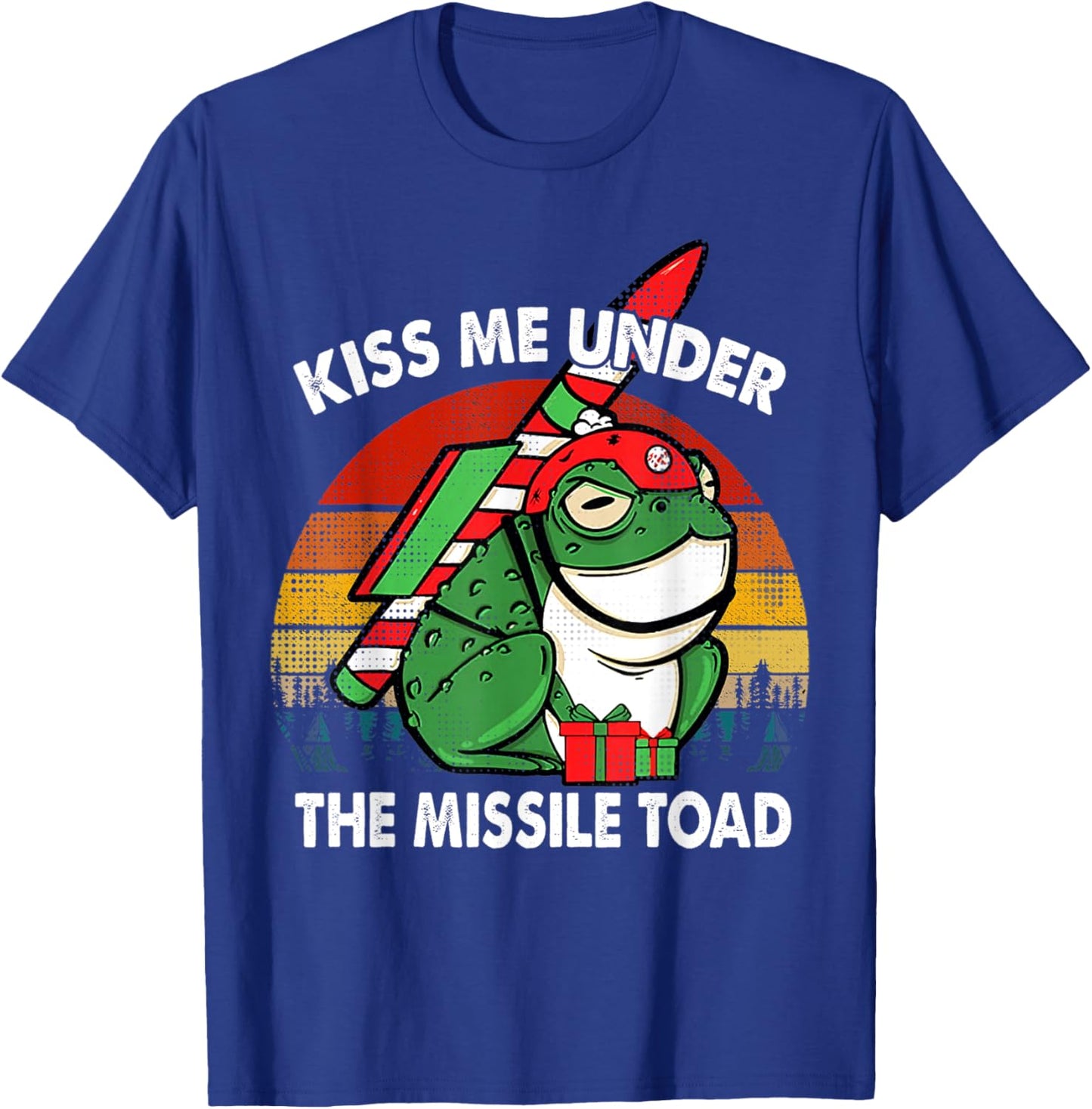 Retro Kiss Me Under The Missile Toad Funny Xmas Holiday T-Shirt - T-Shirt | Royal