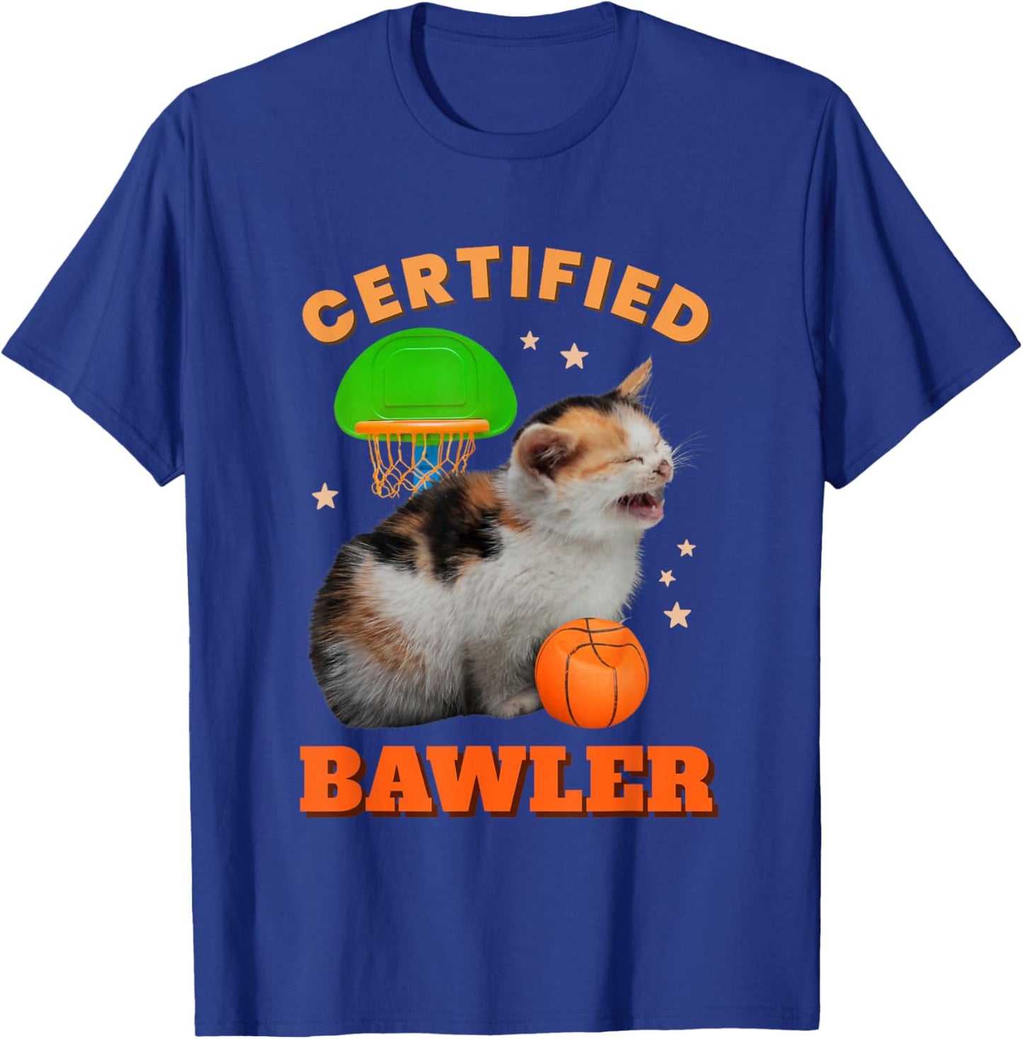 Certified Bawler Funny Cat Baller Meme Basketball Novelty Men Women T-Shirt - T-Shirt | Royal