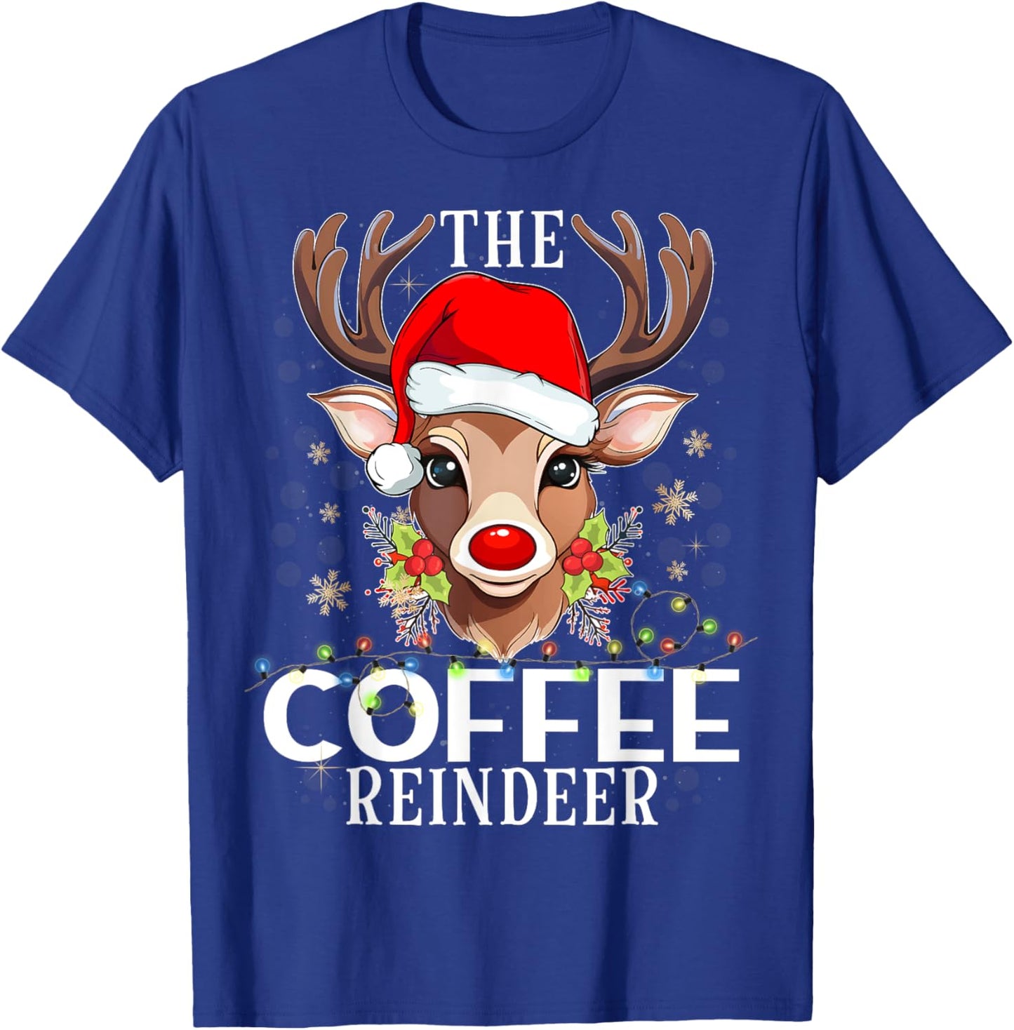 Matching Christmas The Coffee Reindeer Family T-Shirt - T-Shirt | Royal