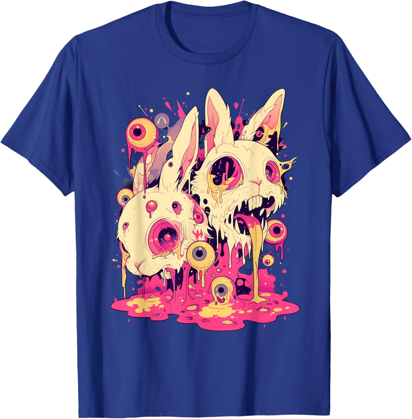 Psychedelic Creepy Horror Bunny Rabbit Goth Horror Weirdcore T-Shirt - T-Shirt | Royal