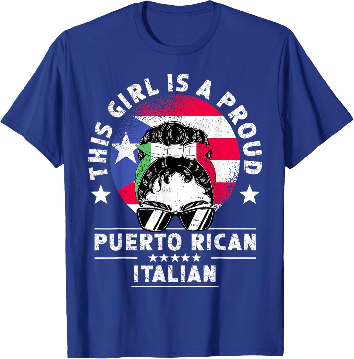 Puerto Rico Flag Italy Grown Women Girl Pride T-Shirt - T-Shirt | Royal