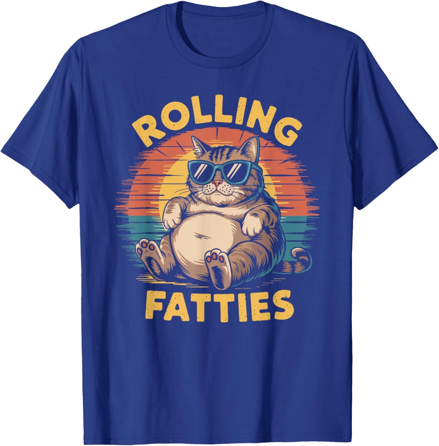 Rolling Fatties cat funny cute cat lover Kitten Owner retro Men Women T-Shirt - T-Shirt | Royal