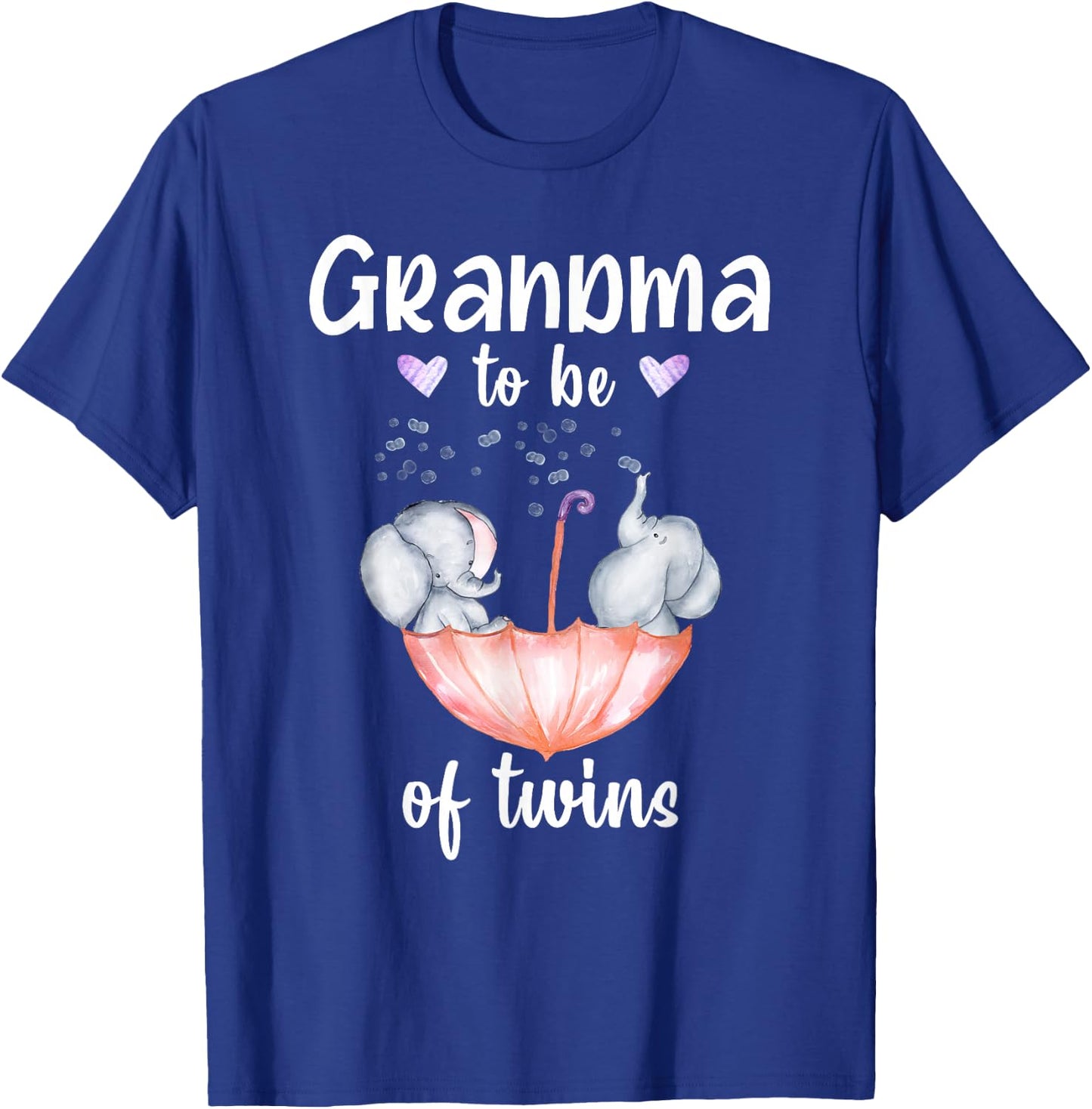 Grandma To Be Of Twins Baby Shower Elephant T-Shirt - T-Shirt | Royal
