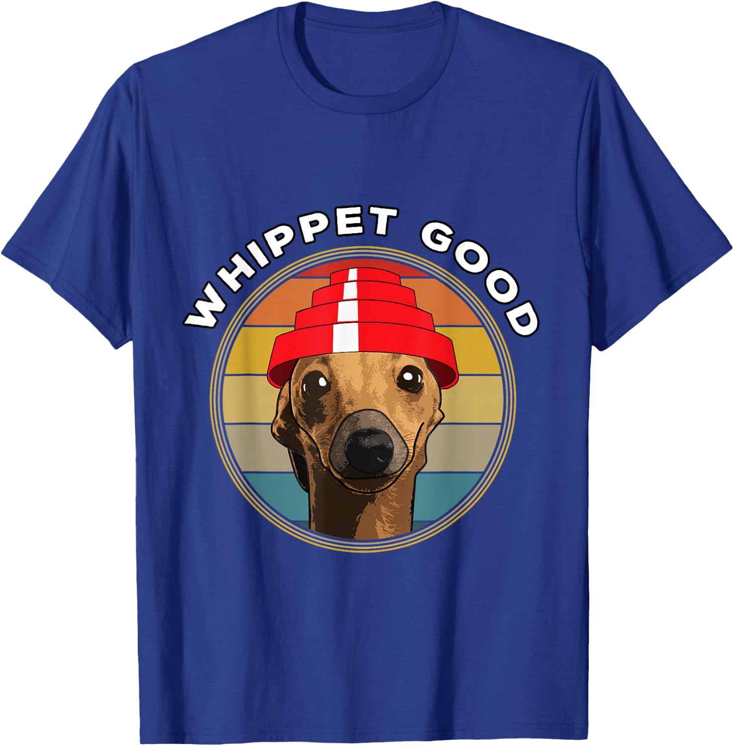 Whippet Good Funny 80's Music Dog Design T-Shirt - T-Shirt | Royal
