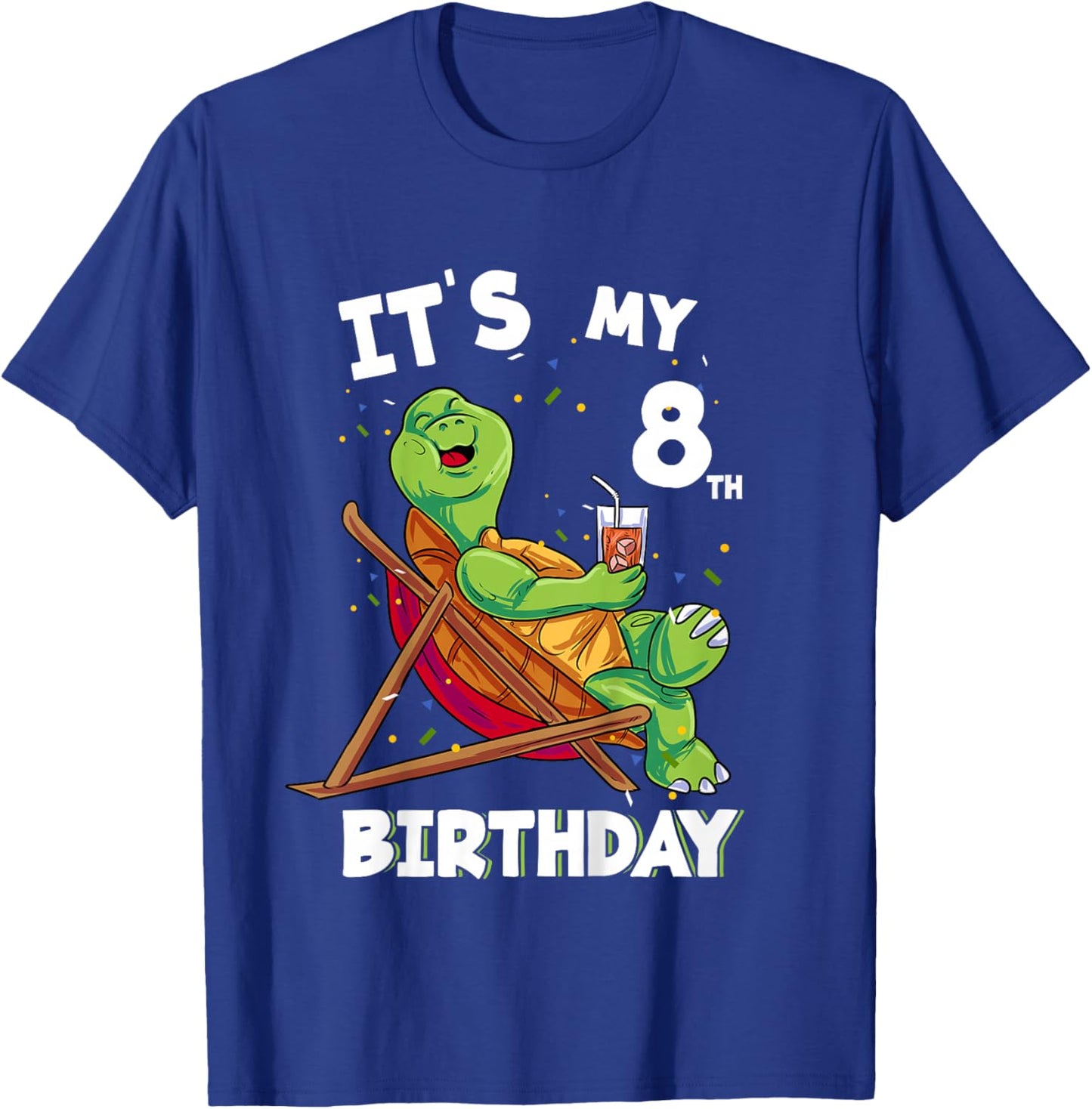 It's my 8th Birthday 8 Year Old Turtle Birthday T-Shirt - T-Shirt | Royal