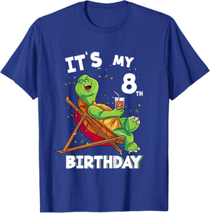 It's my 8th Birthday 8 Year Old Turtle Birthday T-Shirt - T-Shirt | Royal