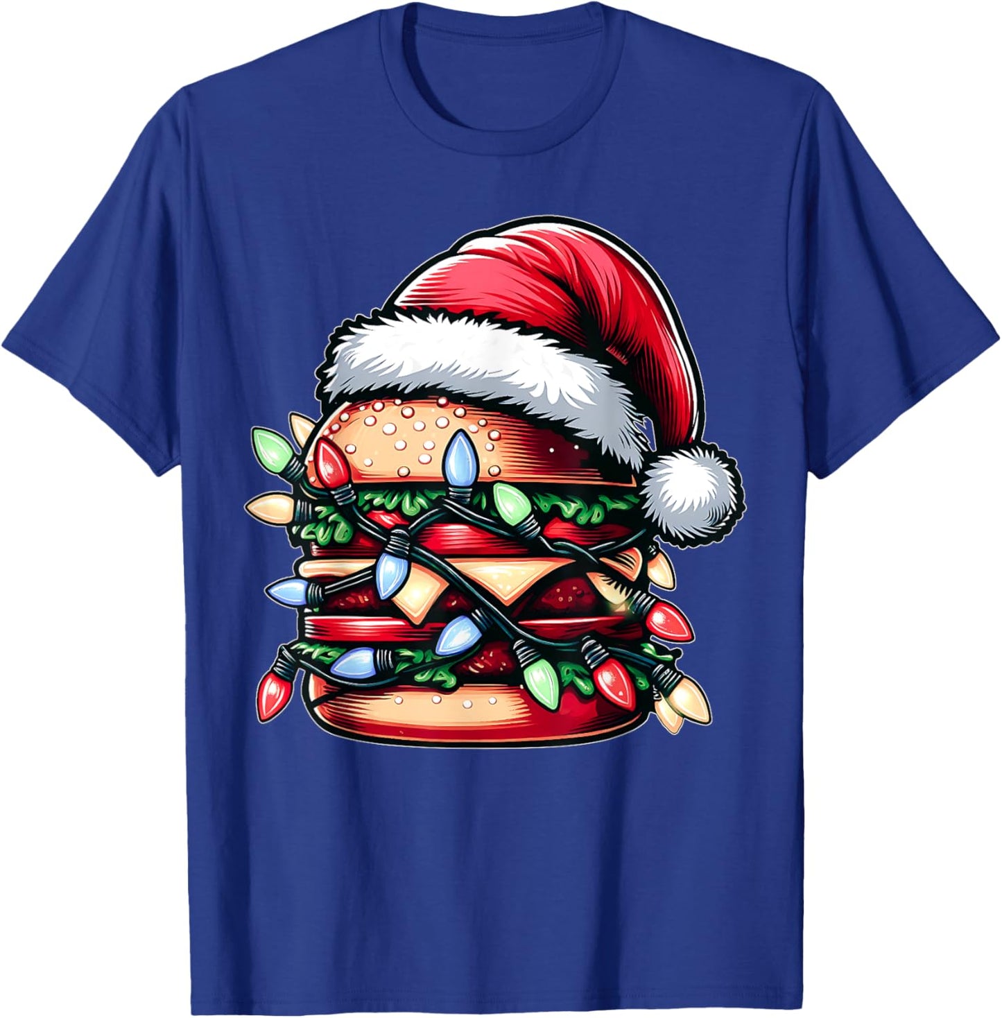 Burger Hamburger Christmas Hat Xmas T-Shirt - T-Shirt | Royal